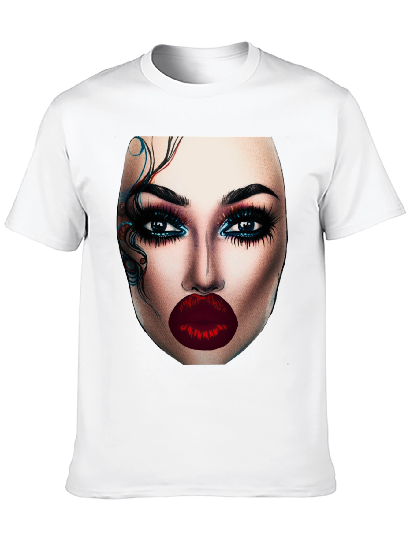 Glamorous Makeup Face Graphic Black T-Shirt