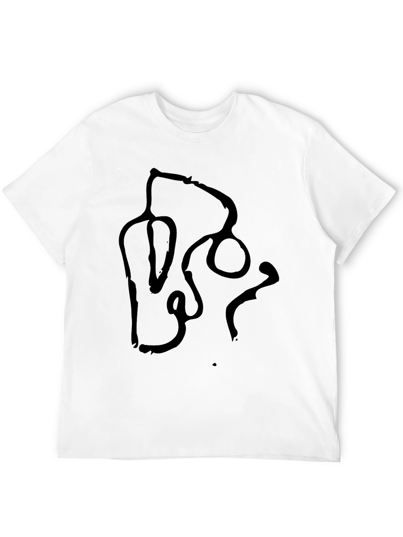 Abstract Stethoscope Graphic Tee - Black Cotton Casual