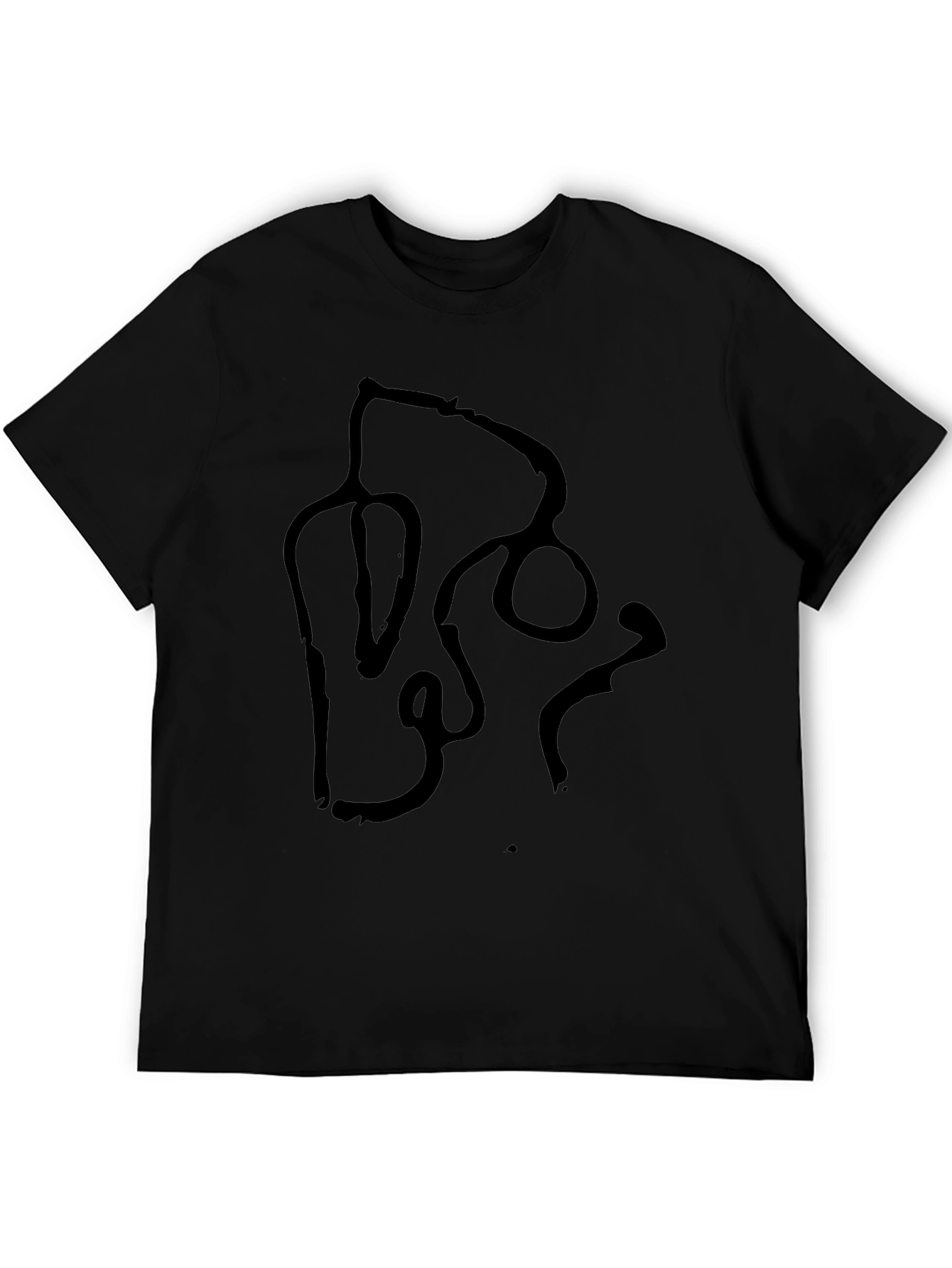 Abstract Stethoscope Graphic Tee - Black Cotton Casual