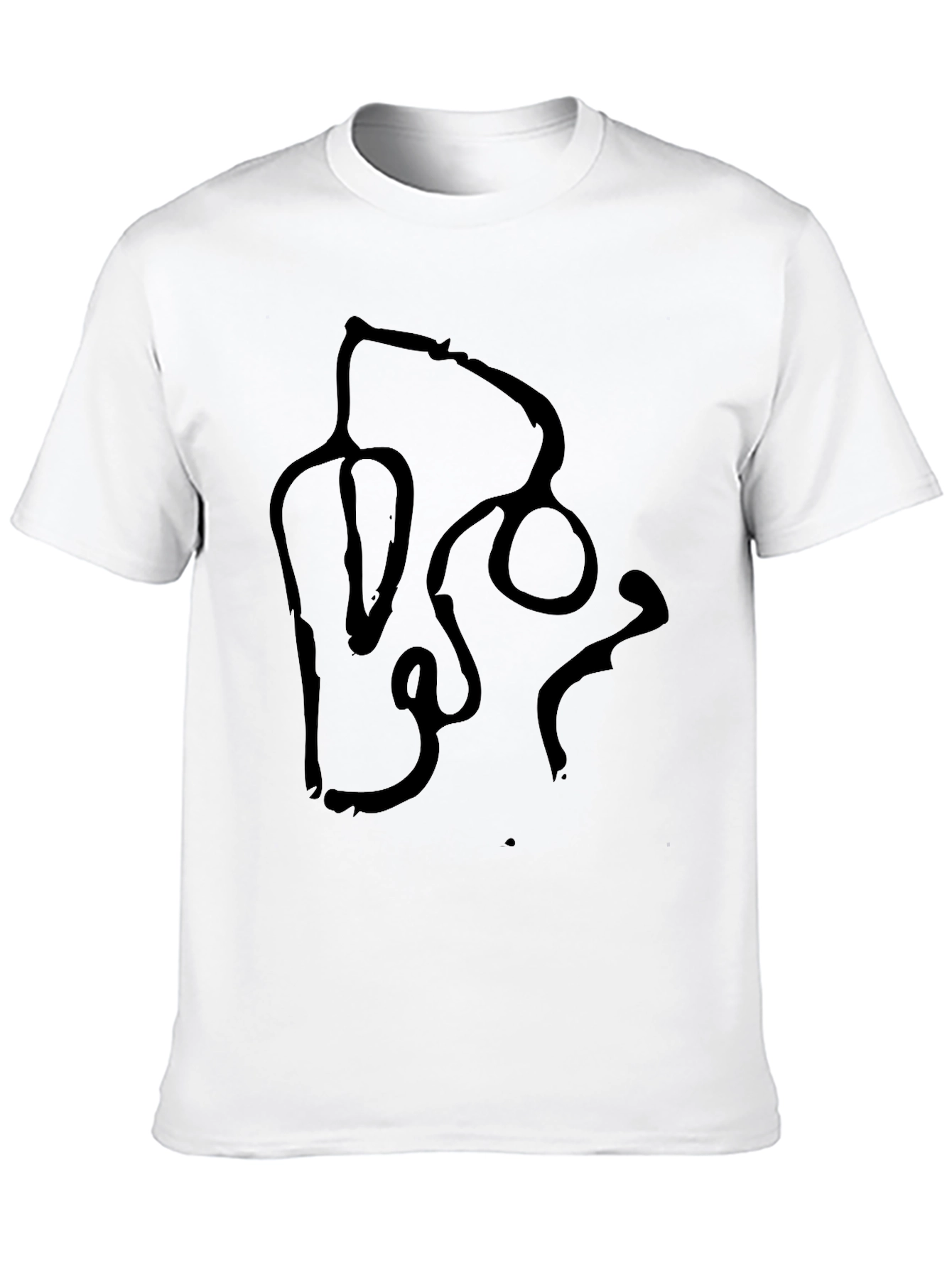 Abstract Stethoscope Graphic Tee - Black Cotton Casual