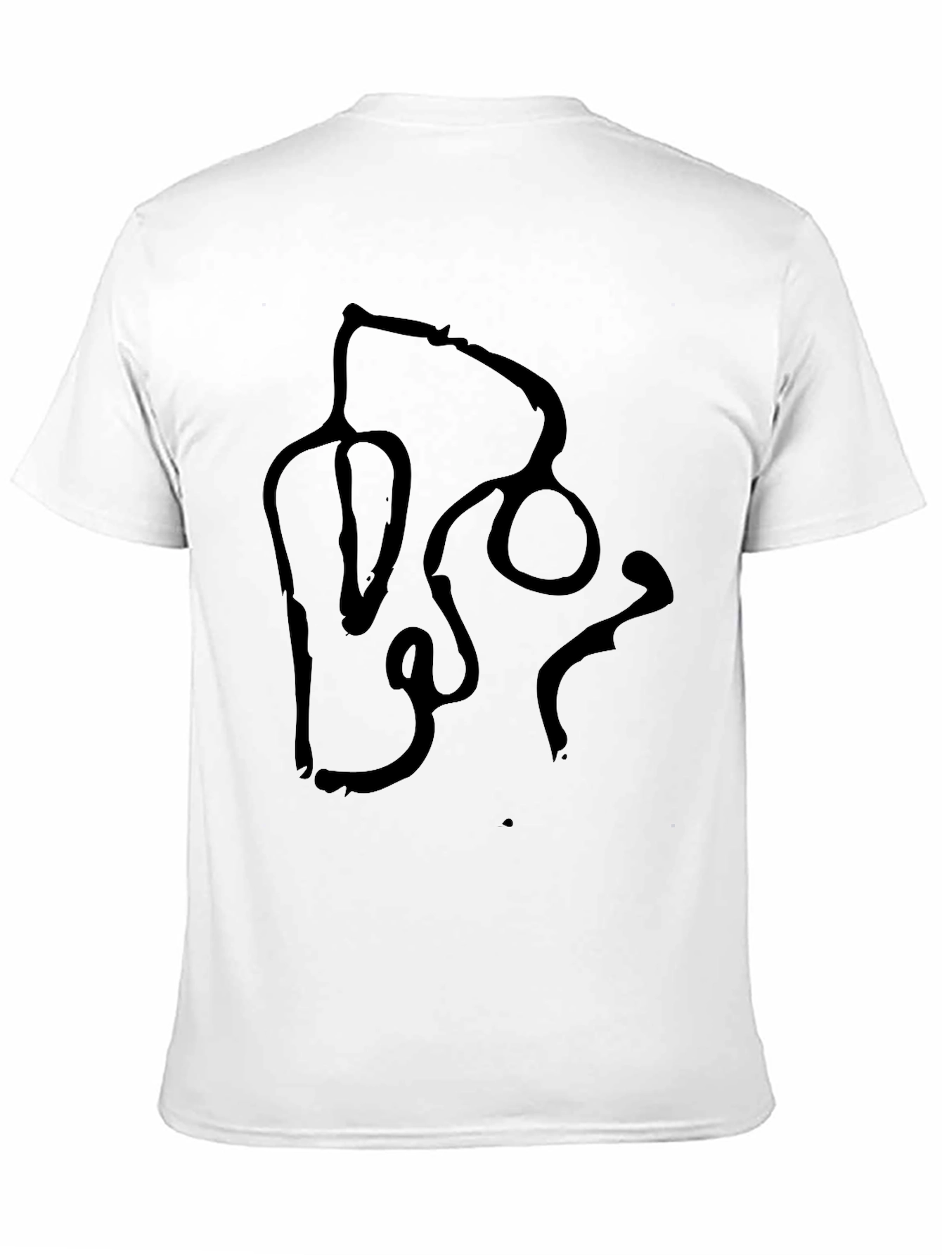 Abstract Stethoscope Graphic Tee - Black Cotton Casual