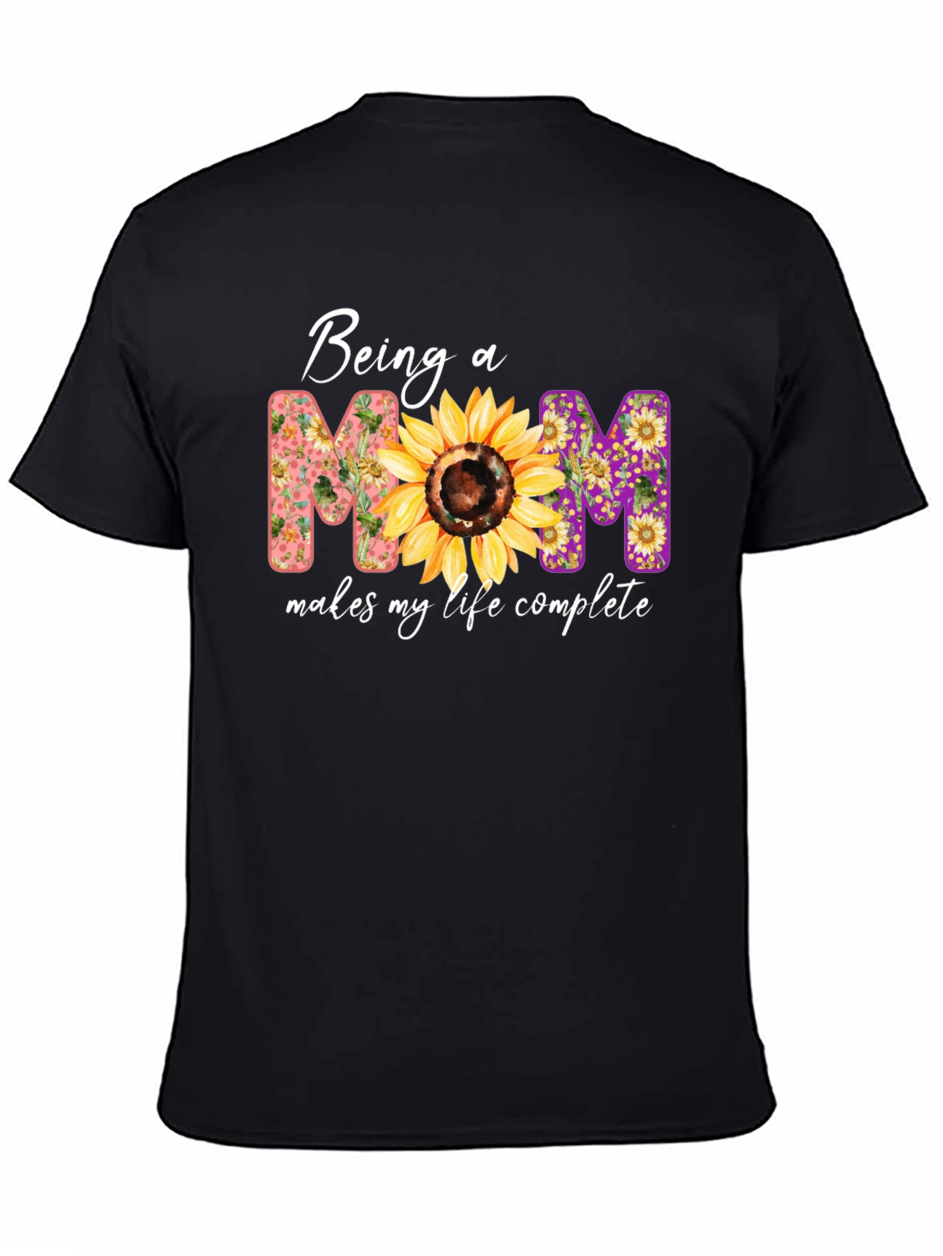 Being A Mom Sunflower Graphic T-Shirt