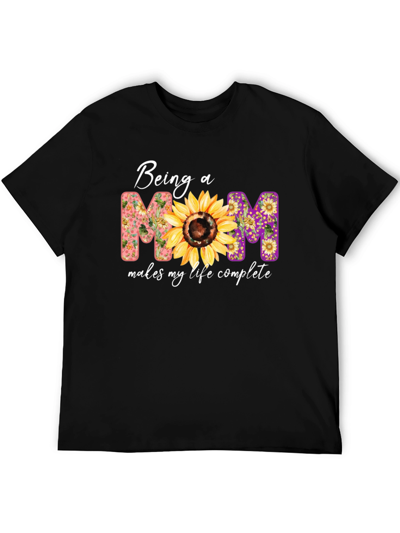 Being A Mom Sunflower Graphic T-Shirt