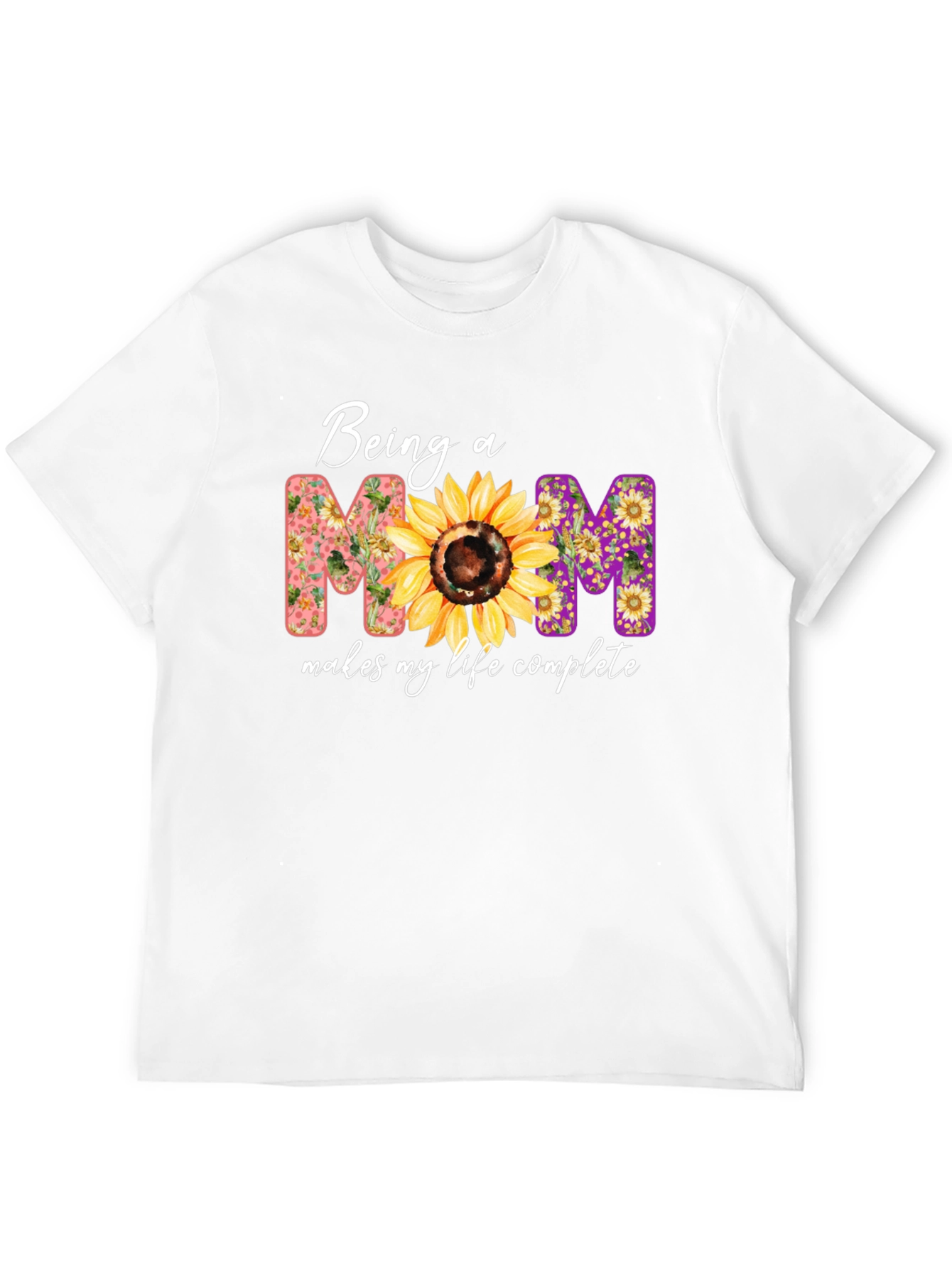 Being A Mom Sunflower Graphic T-Shirt
