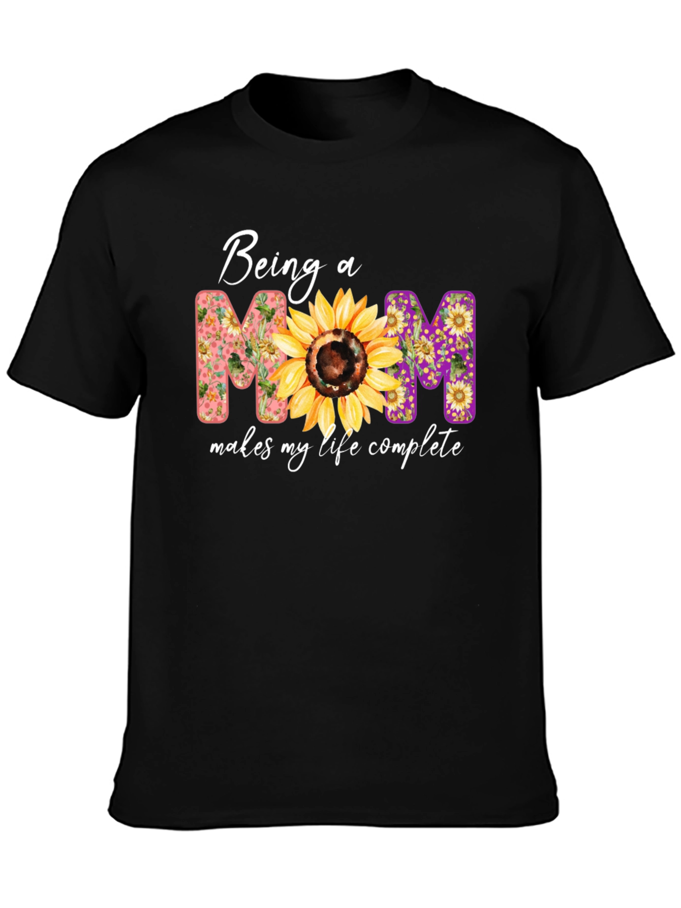 Being A Mom Sunflower Graphic T-Shirt