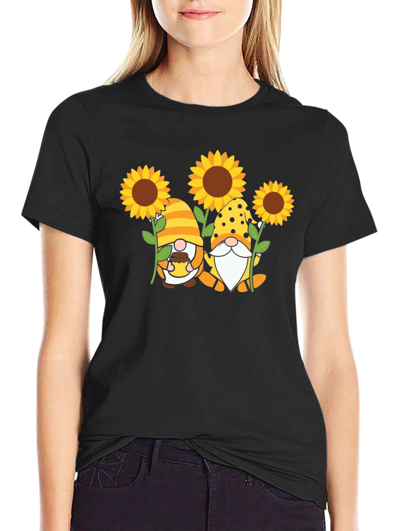 Sunflower Gnome T-Shirt - Unisex Black Tee