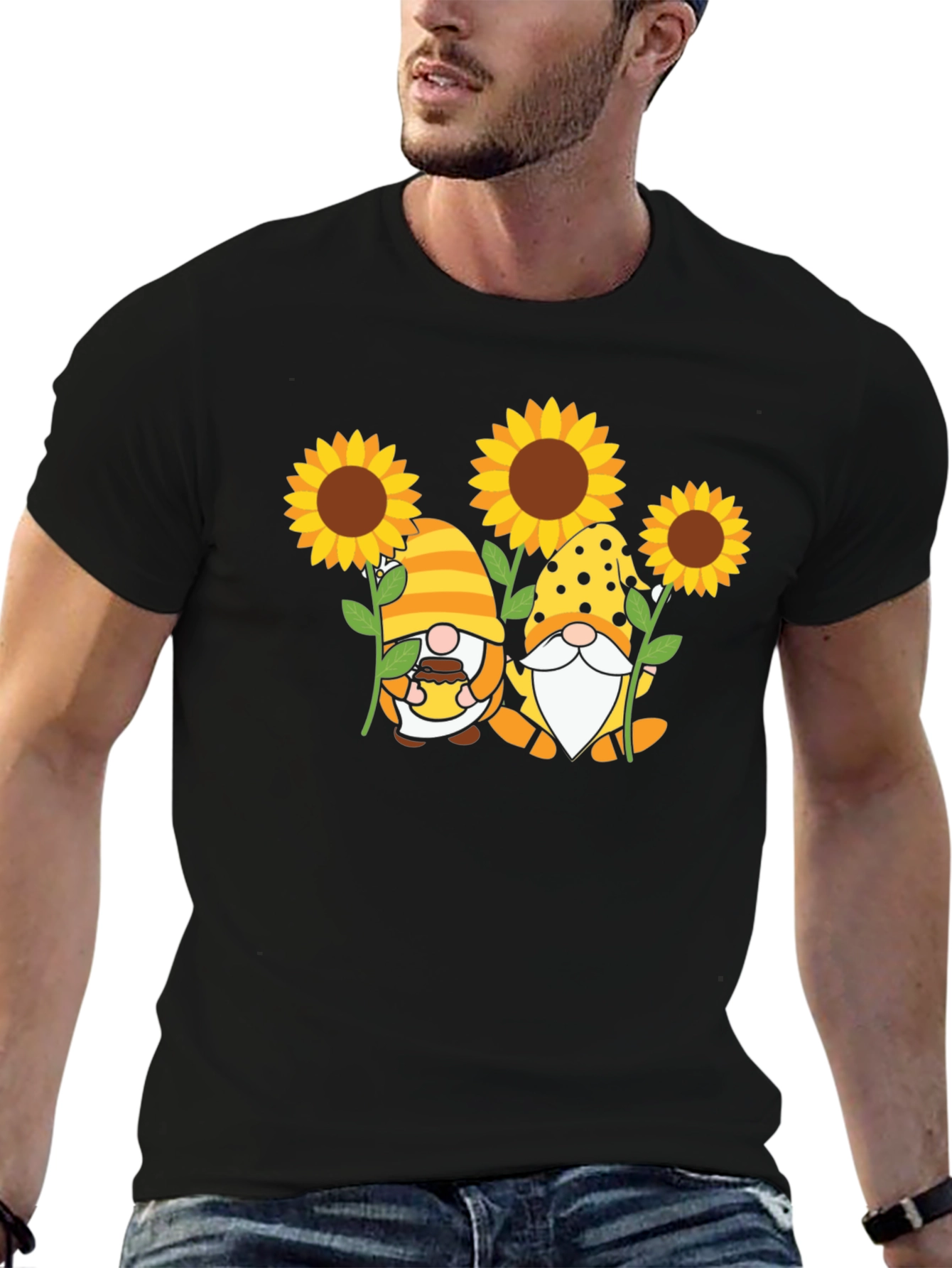 Sunflower Gnome T-Shirt - Unisex Black Tee