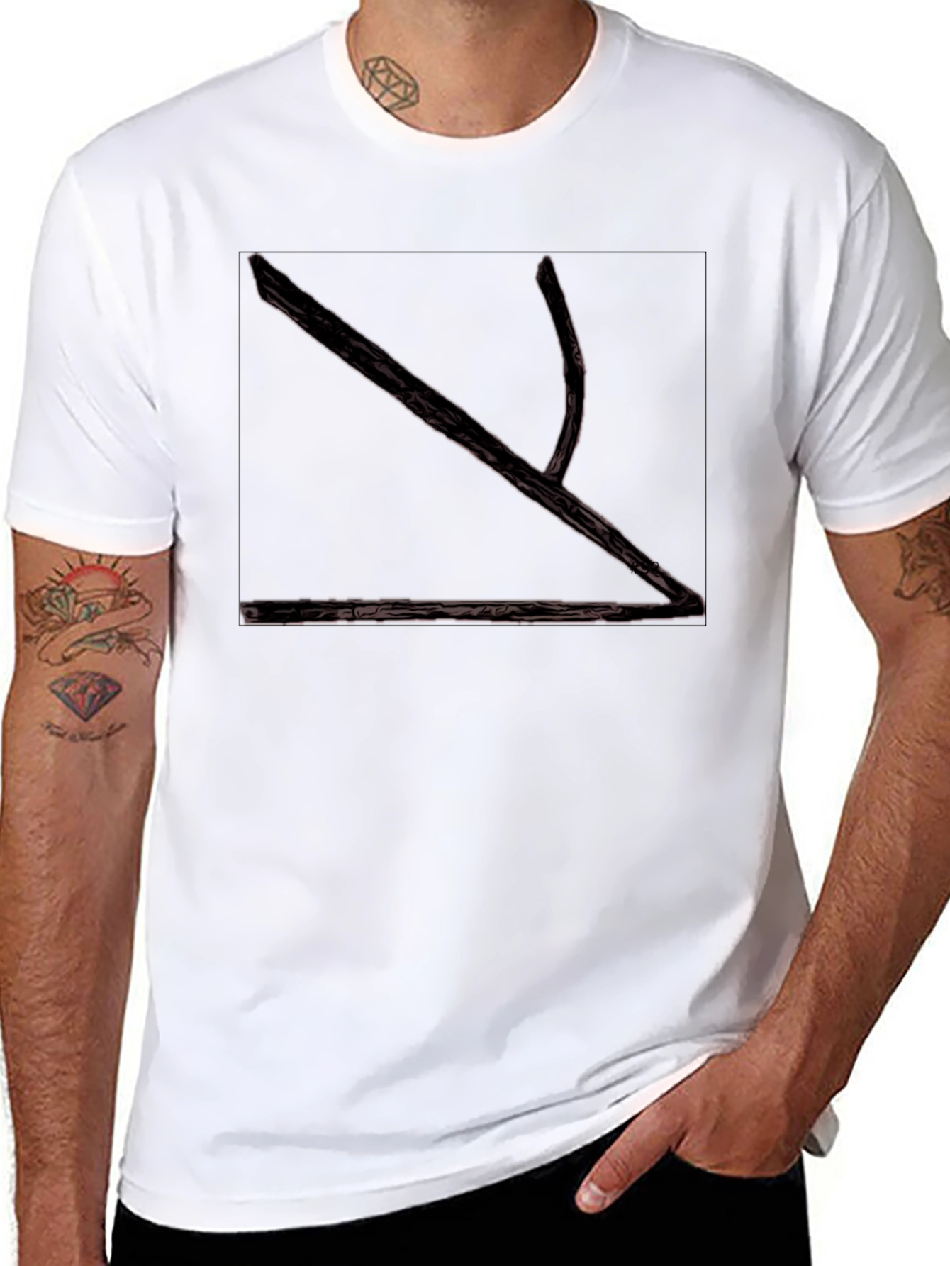 Abstract Branch Graphic Print Black T-Shirt