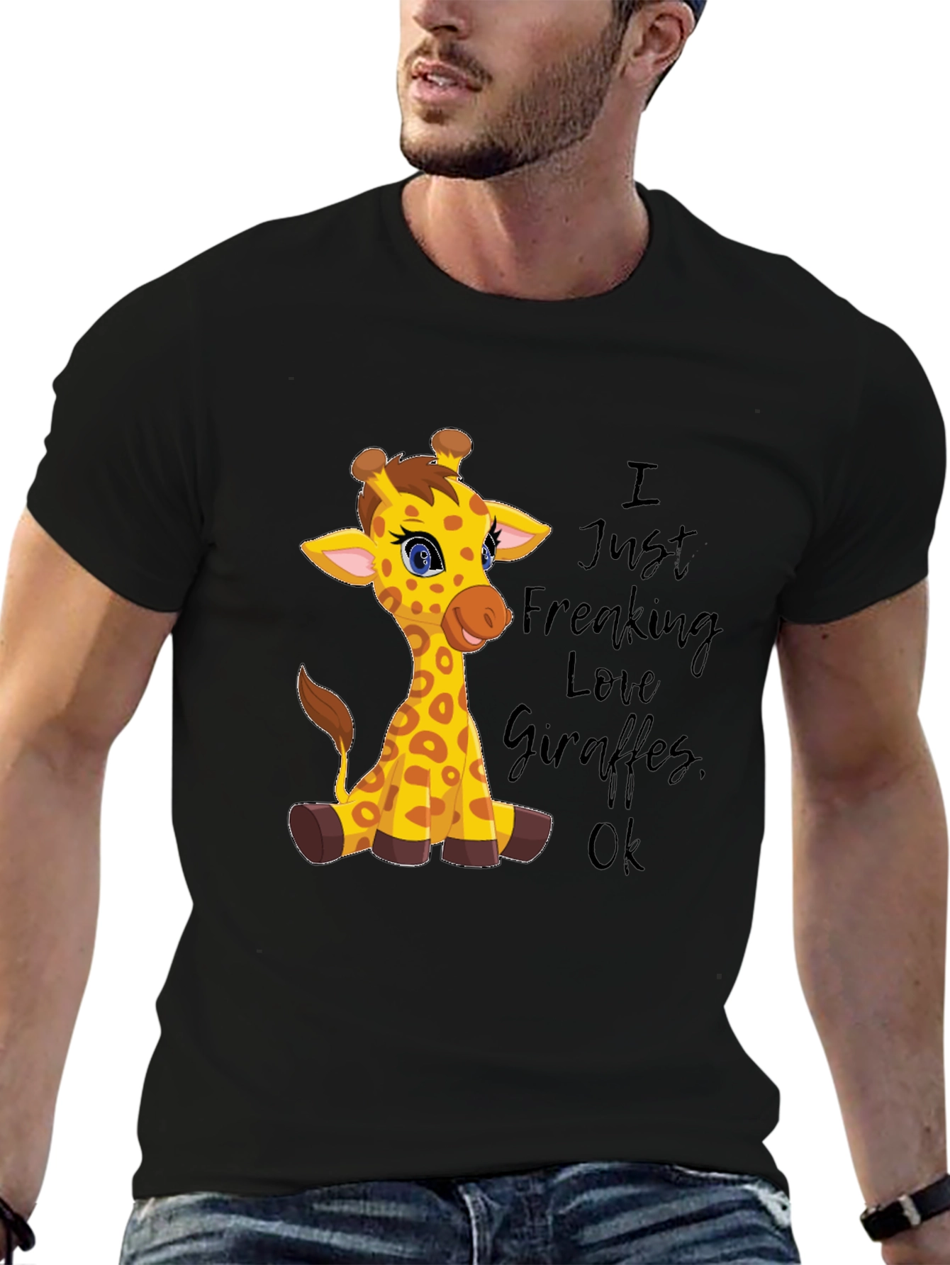 I Love Giraffes Graphic Tee - Unisex Black T-Shirt