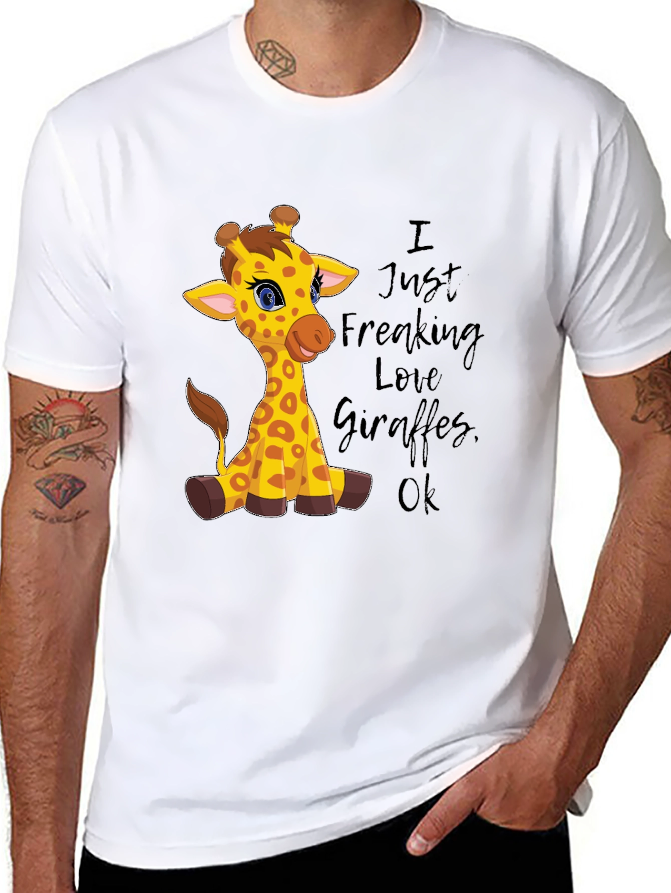 I Love Giraffes Graphic Tee - Unisex Black T-Shirt