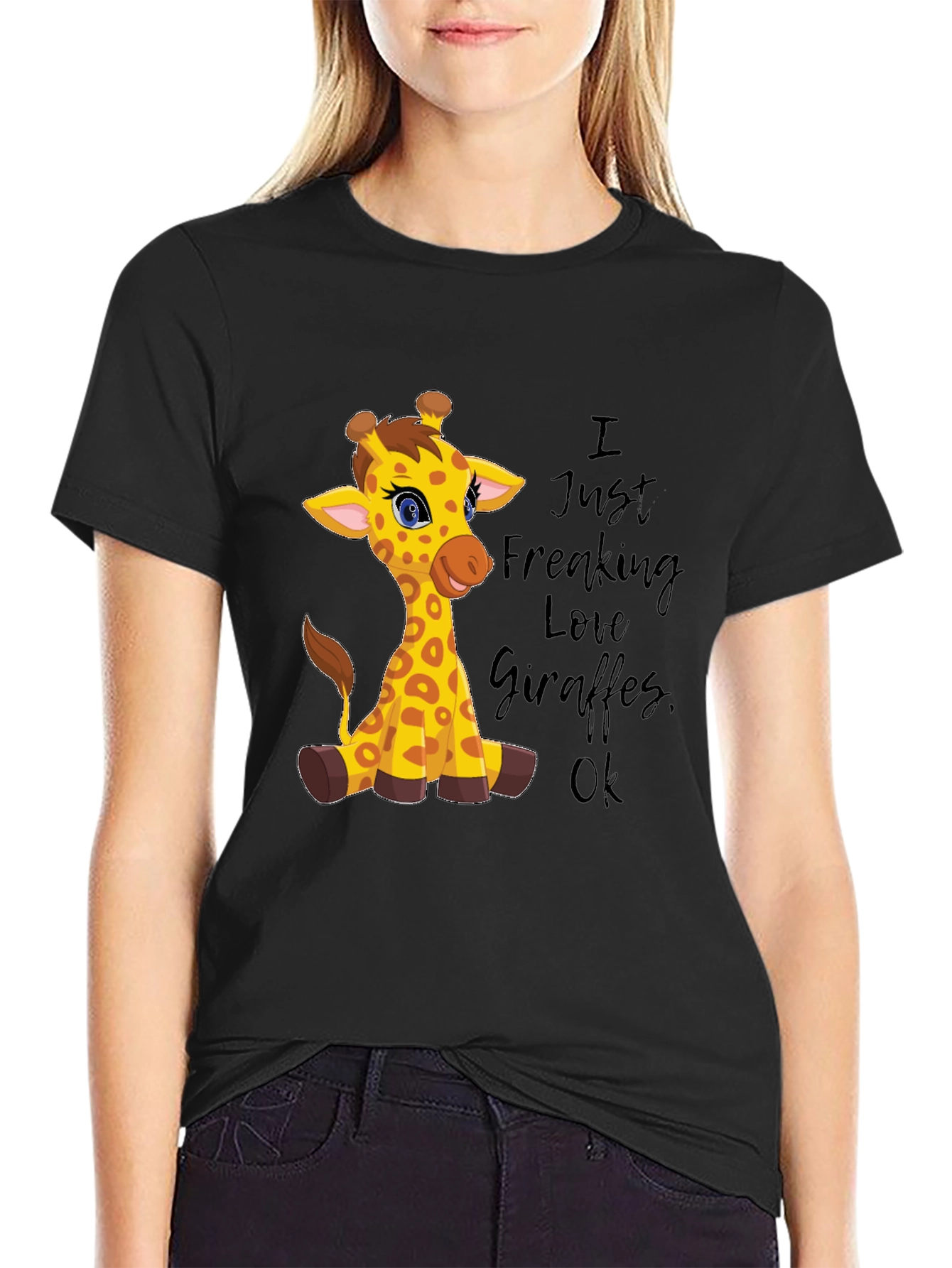 I Love Giraffes Graphic Tee - Unisex Black T-Shirt