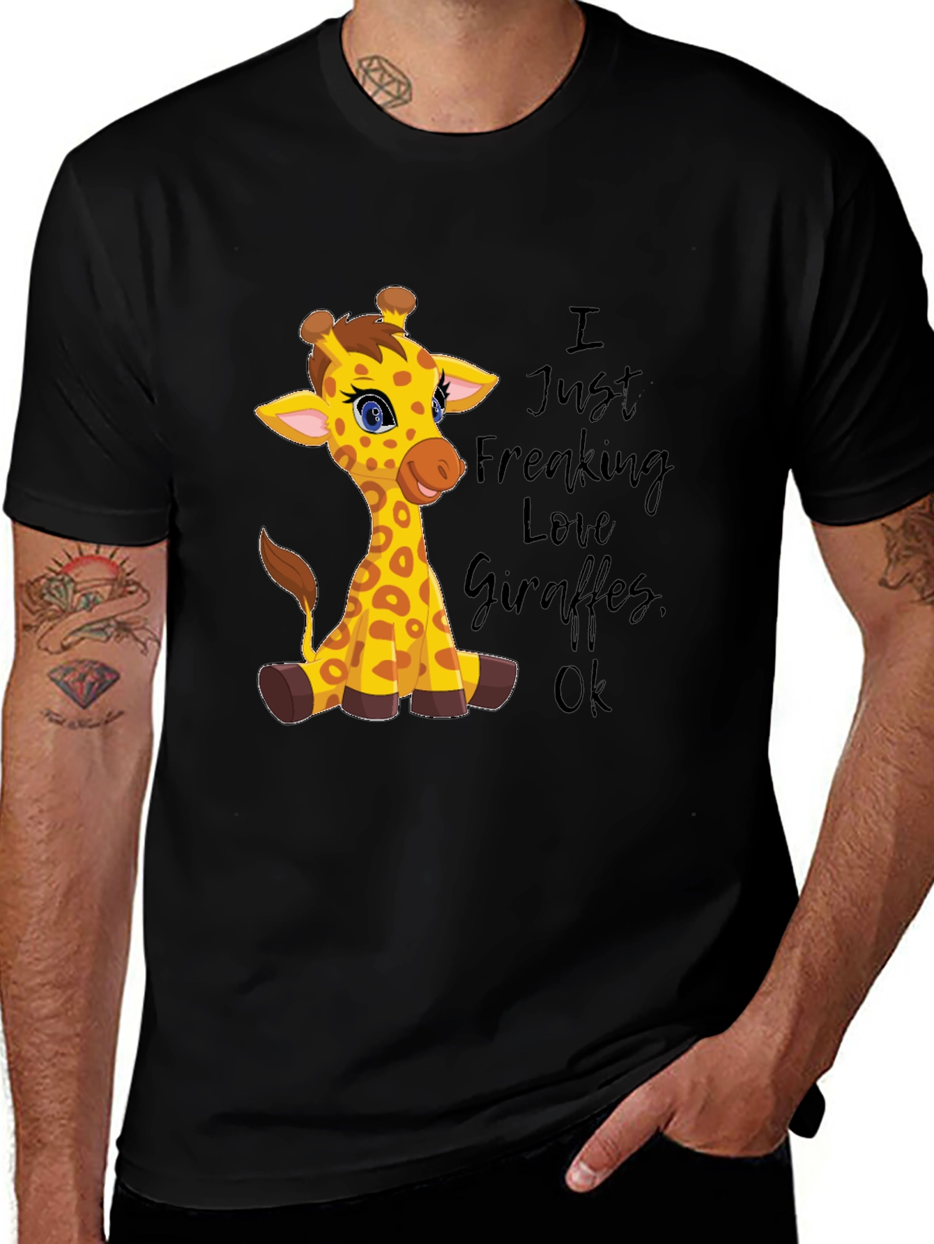 I Love Giraffes Graphic Tee - Unisex Black T-Shirt
