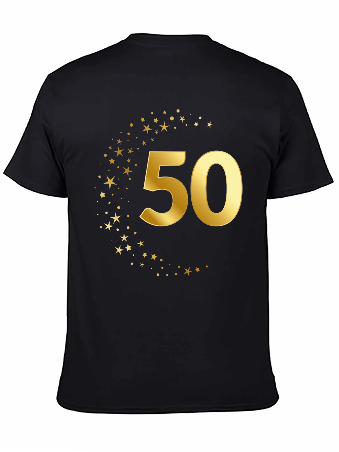 Gold 50th Birthday Star Graphic Black T-Shirt