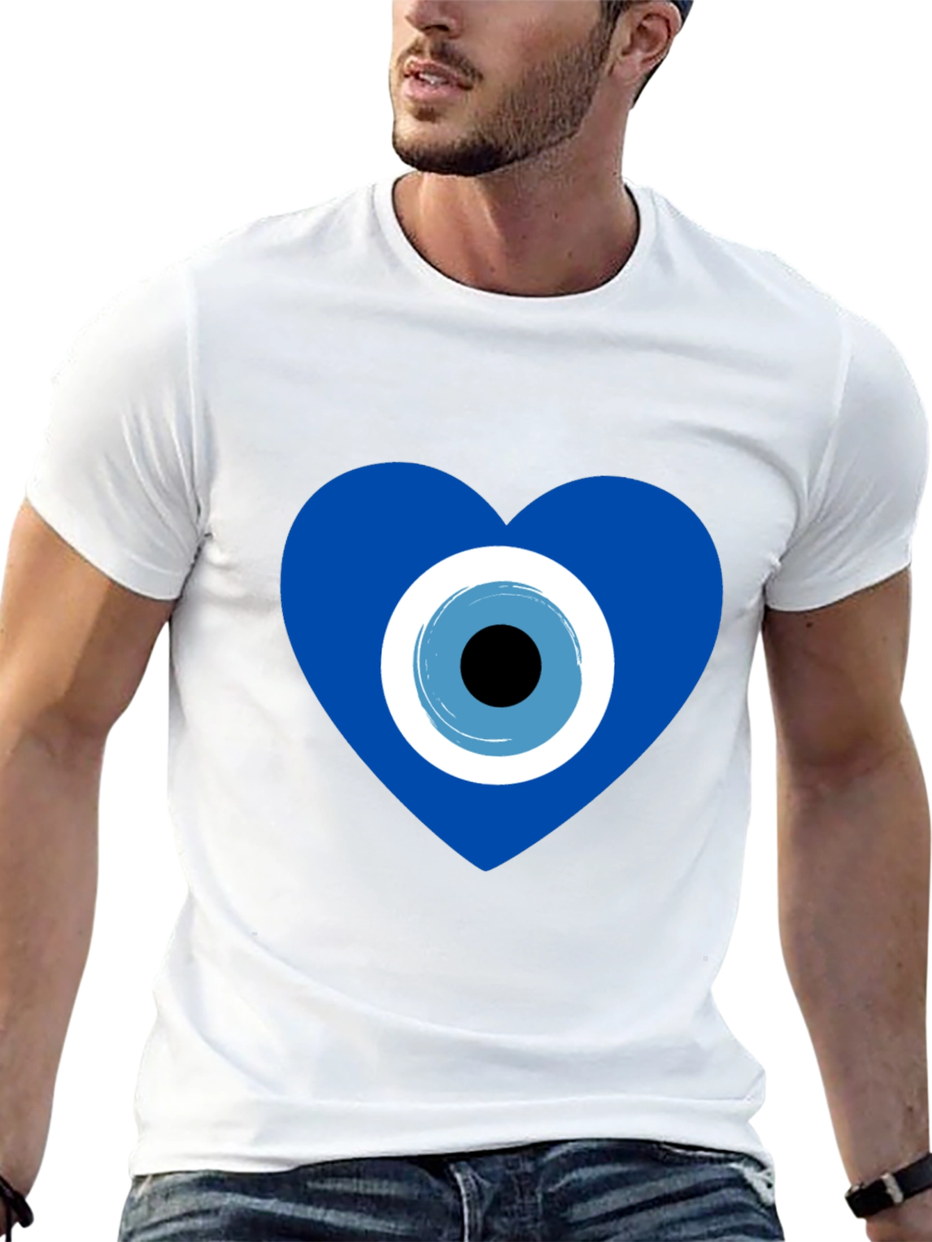 Evil Eye Heart Graphic T-Shirt - Stylish Protection