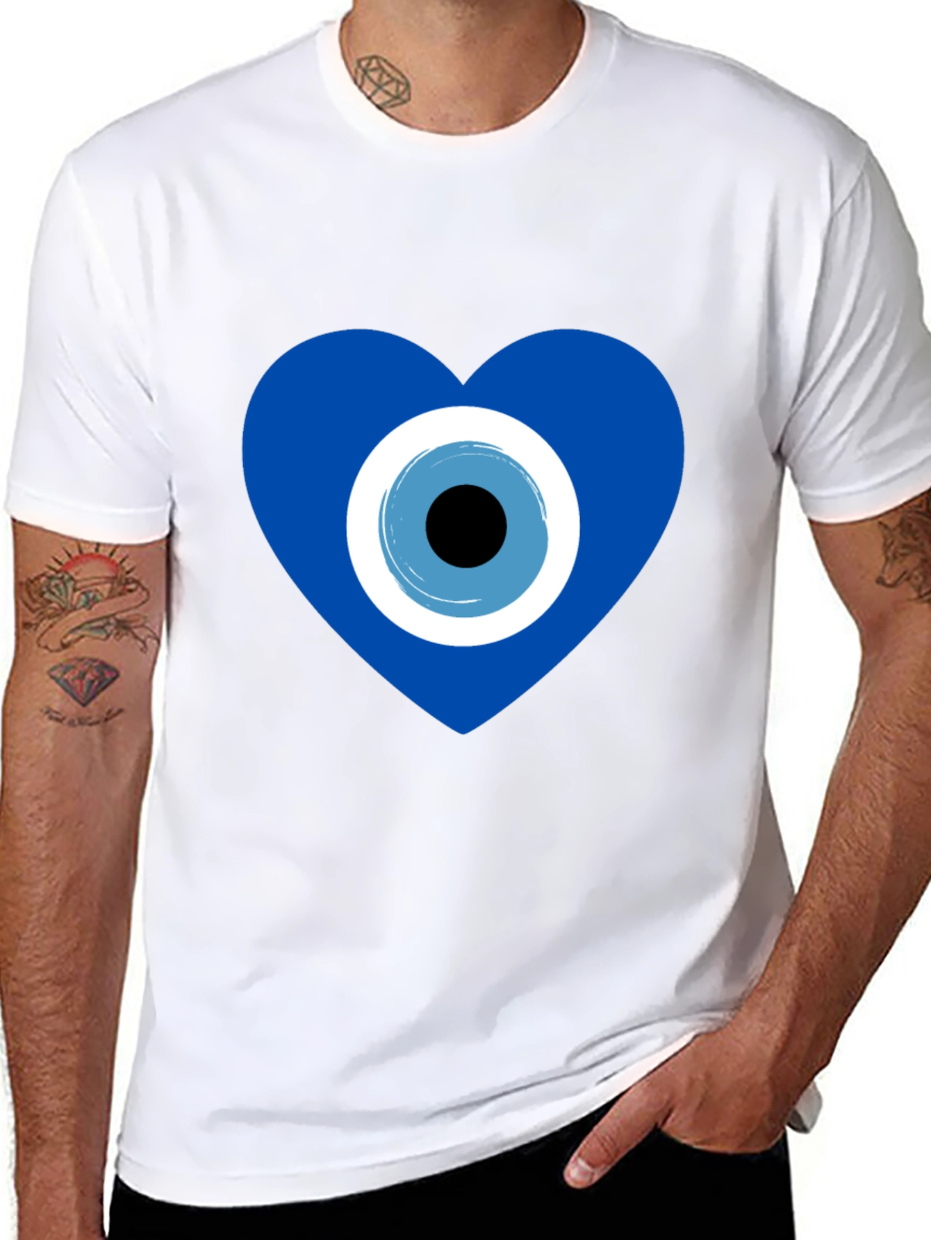 Evil Eye Heart Graphic T-Shirt - Stylish Protection