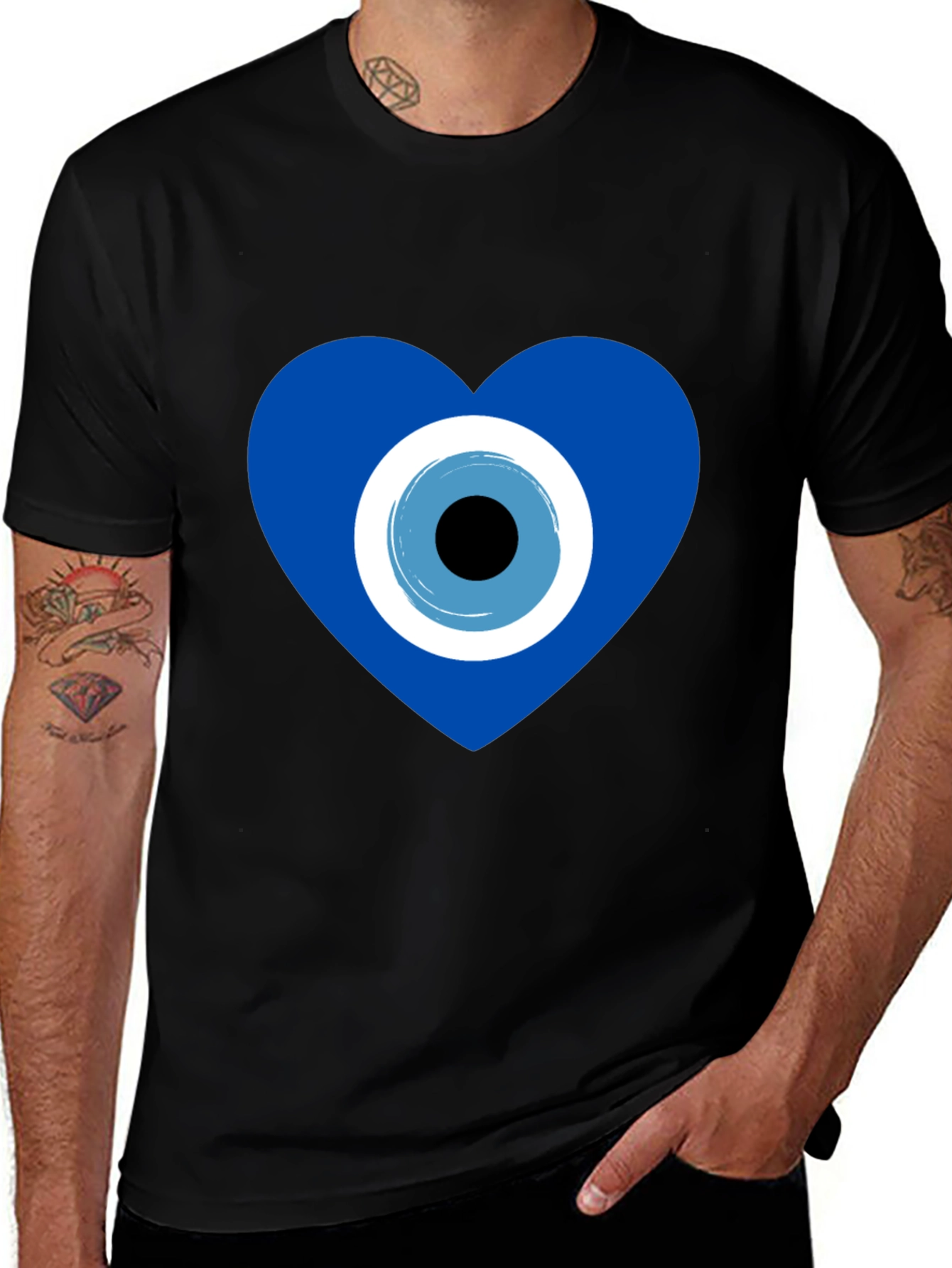 Evil Eye Heart Graphic T-Shirt - Stylish Protection