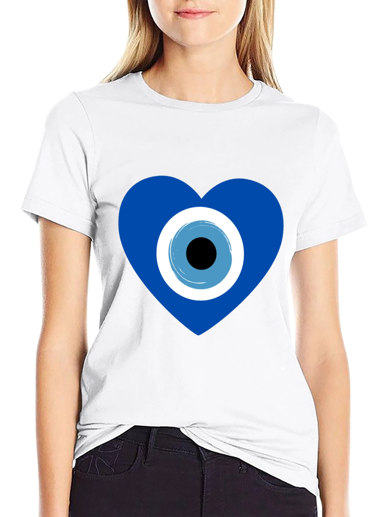 Evil Eye Heart Graphic T-Shirt - Stylish Protection