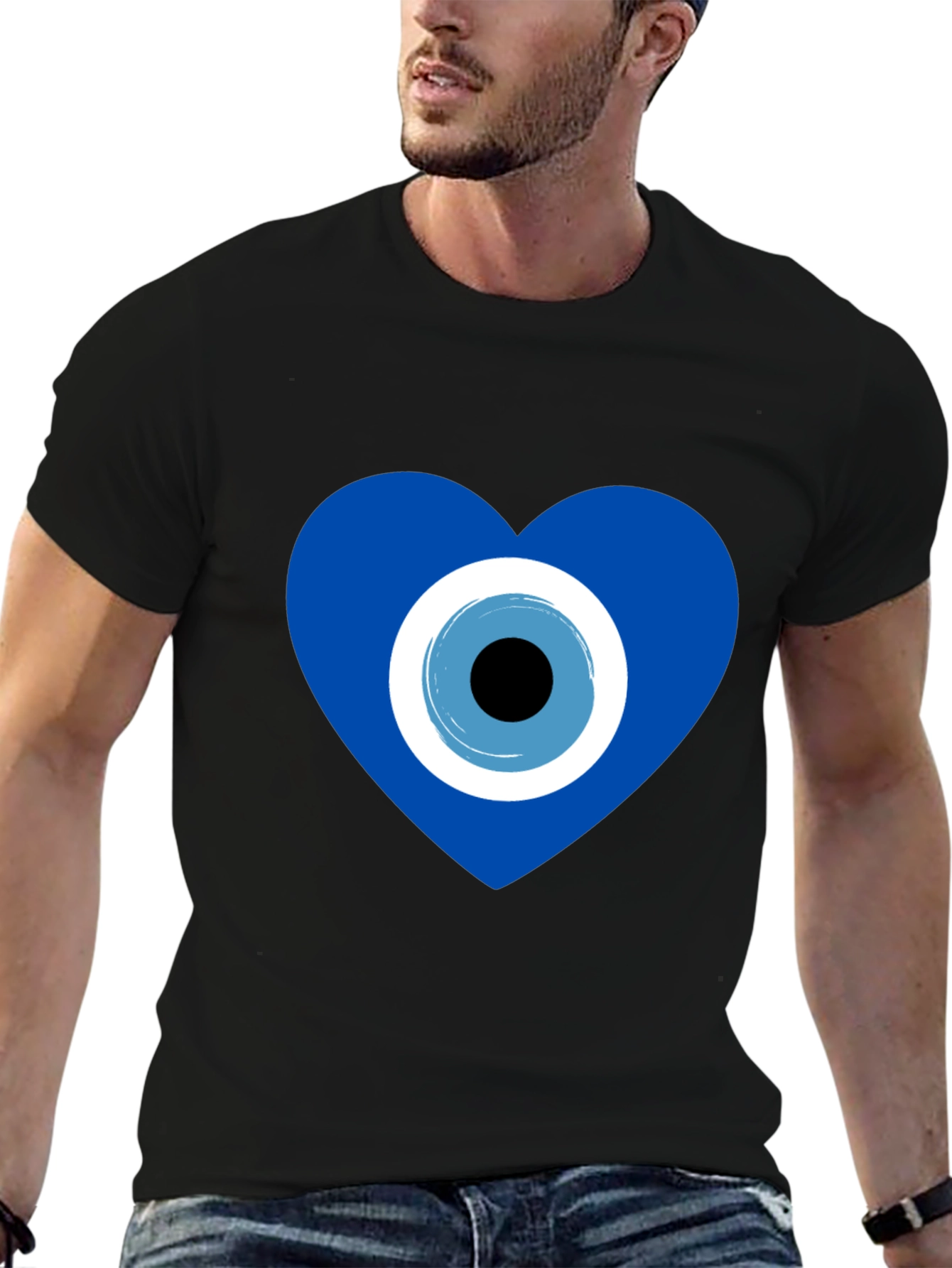 Evil Eye Heart Graphic T-Shirt - Stylish Protection