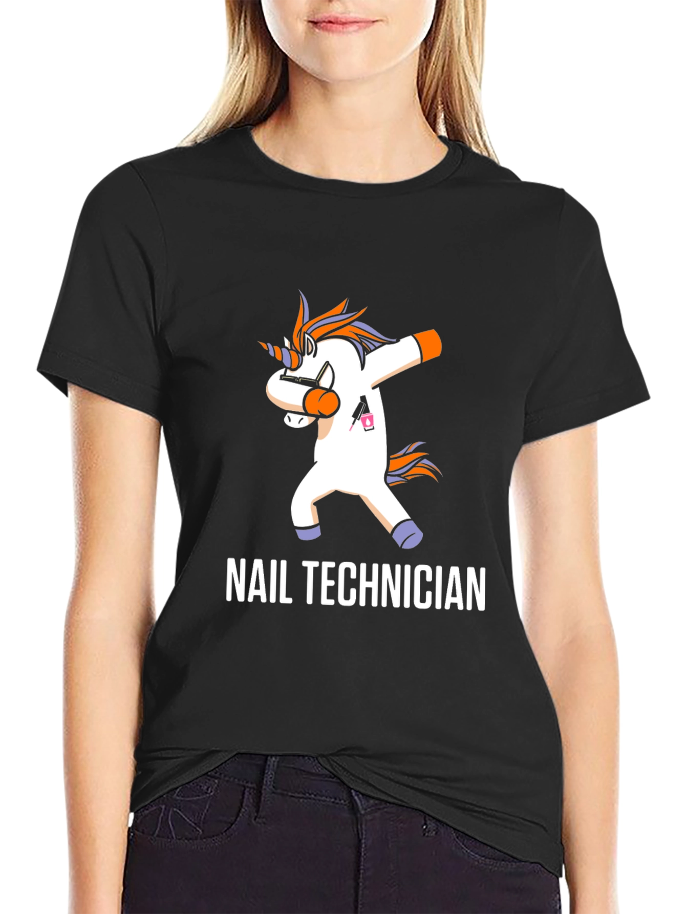 Nail Technician Dabbing Unicorn T-Shirt