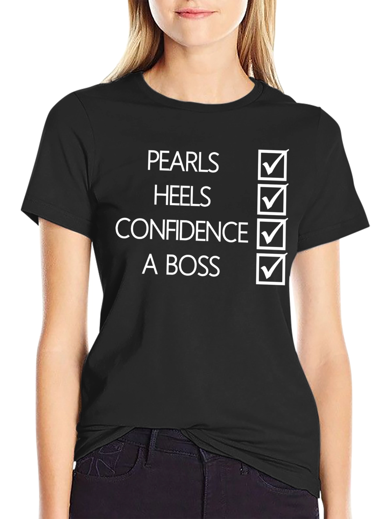 Pearls Heels Confidence A Boss T-Shirt