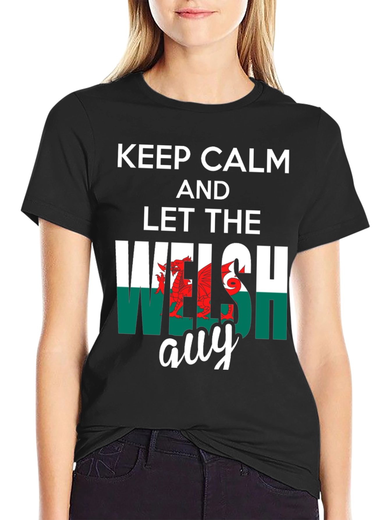 Keep Calm Welsh Guy Black T-Shirt
