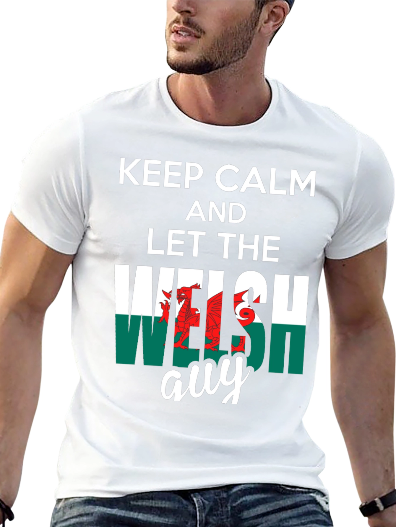 Keep Calm Welsh Guy Black T-Shirt