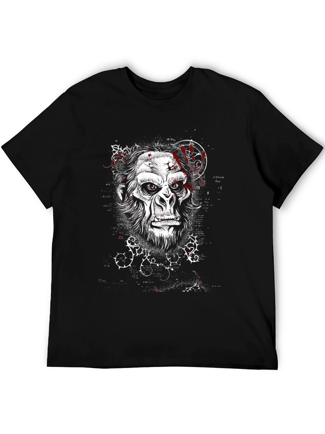 Mens Black T-Shirt with Gorilla Graphic Print