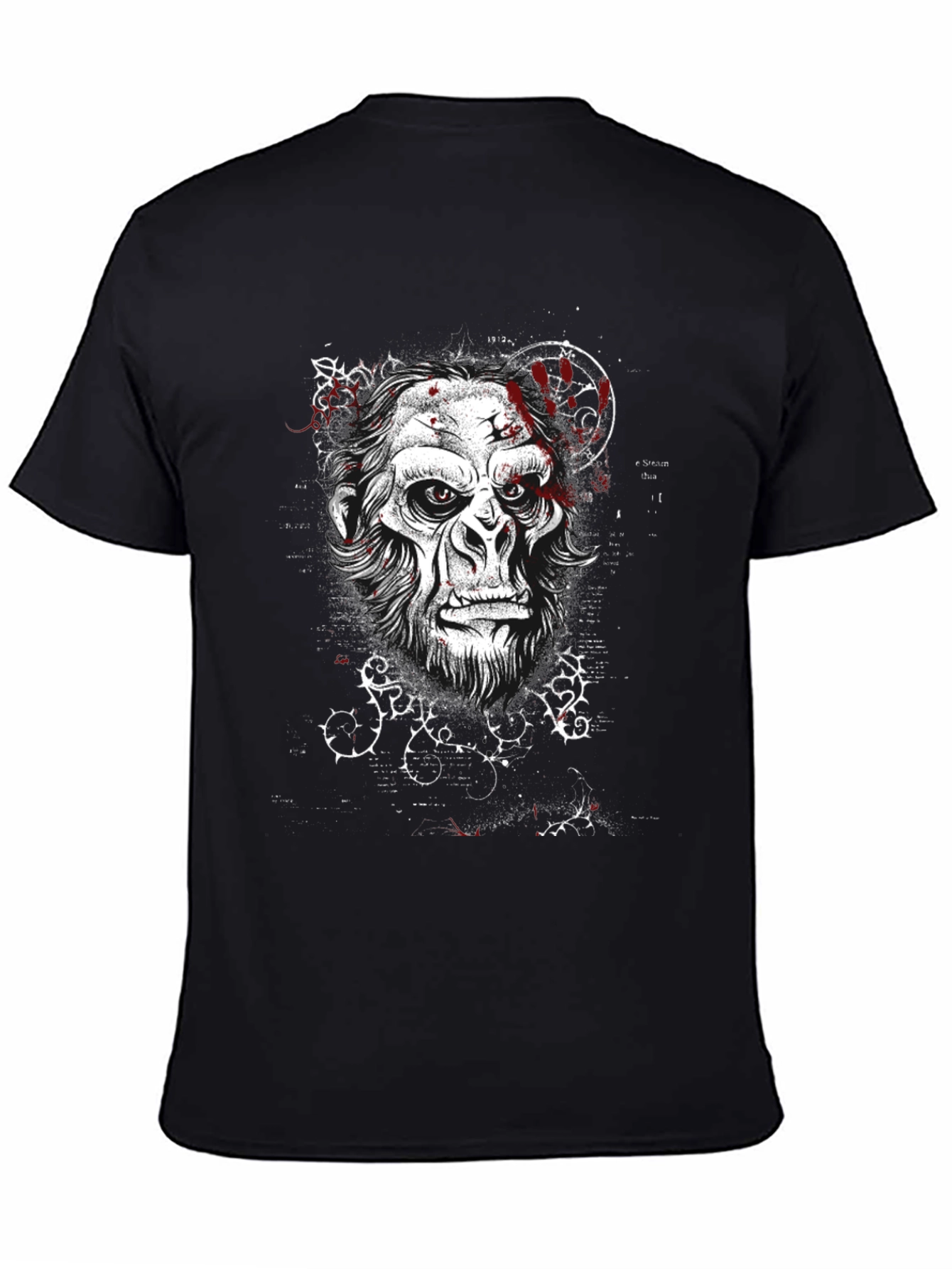 Mens Black T-Shirt with Gorilla Graphic Print
