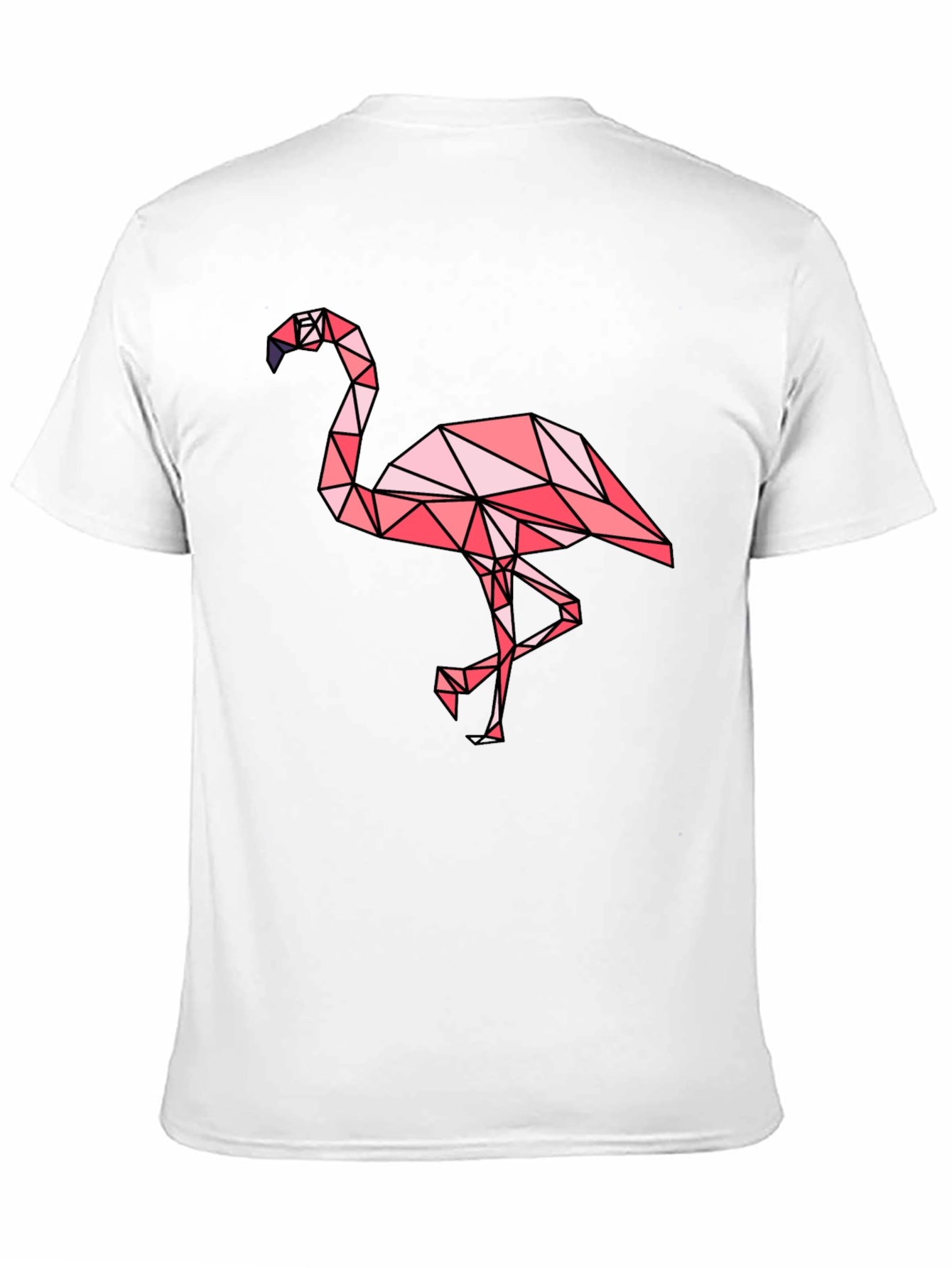 Geometric Flamingo Graphic Tee - Black Cotton Blend