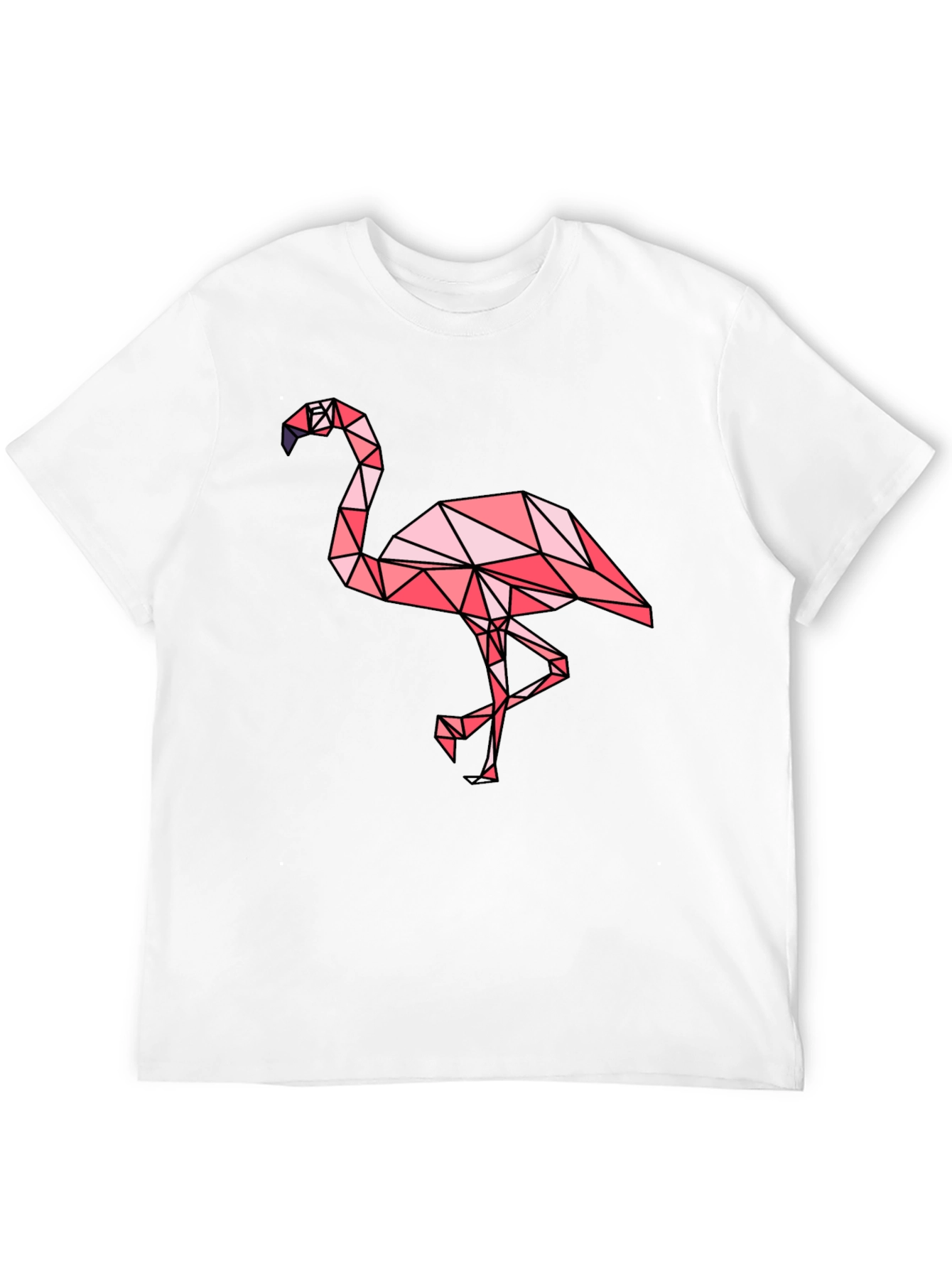 Geometric Flamingo Graphic Tee - Black Cotton Blend