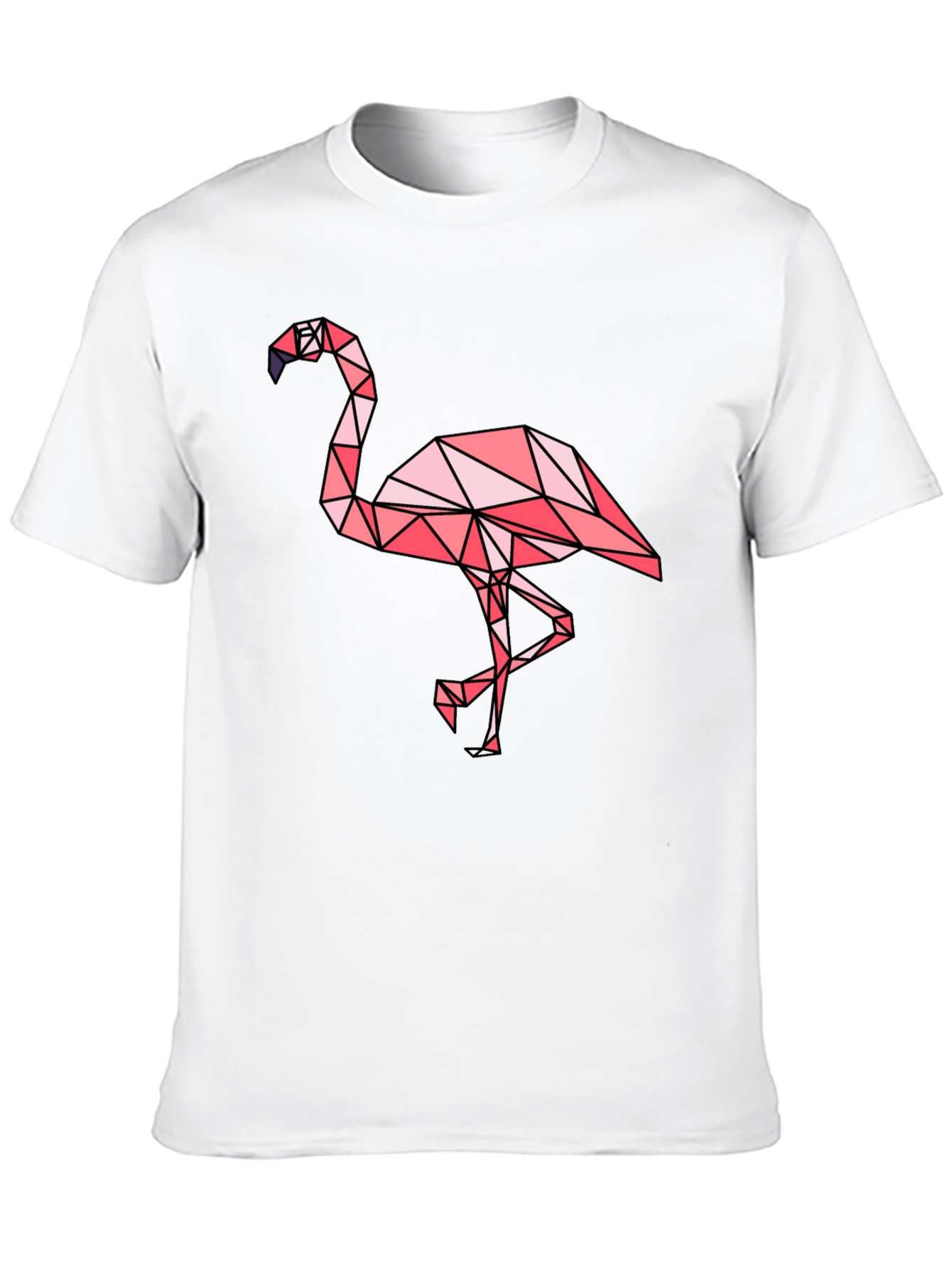 Geometric Flamingo Graphic Tee - Black Cotton Blend