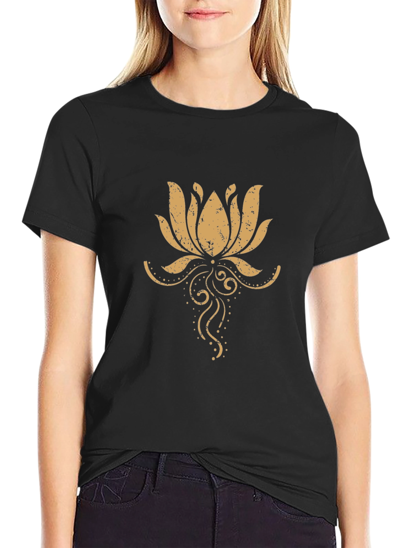 Lotus Flower Graphic Tee - Mens Black T-Shirt