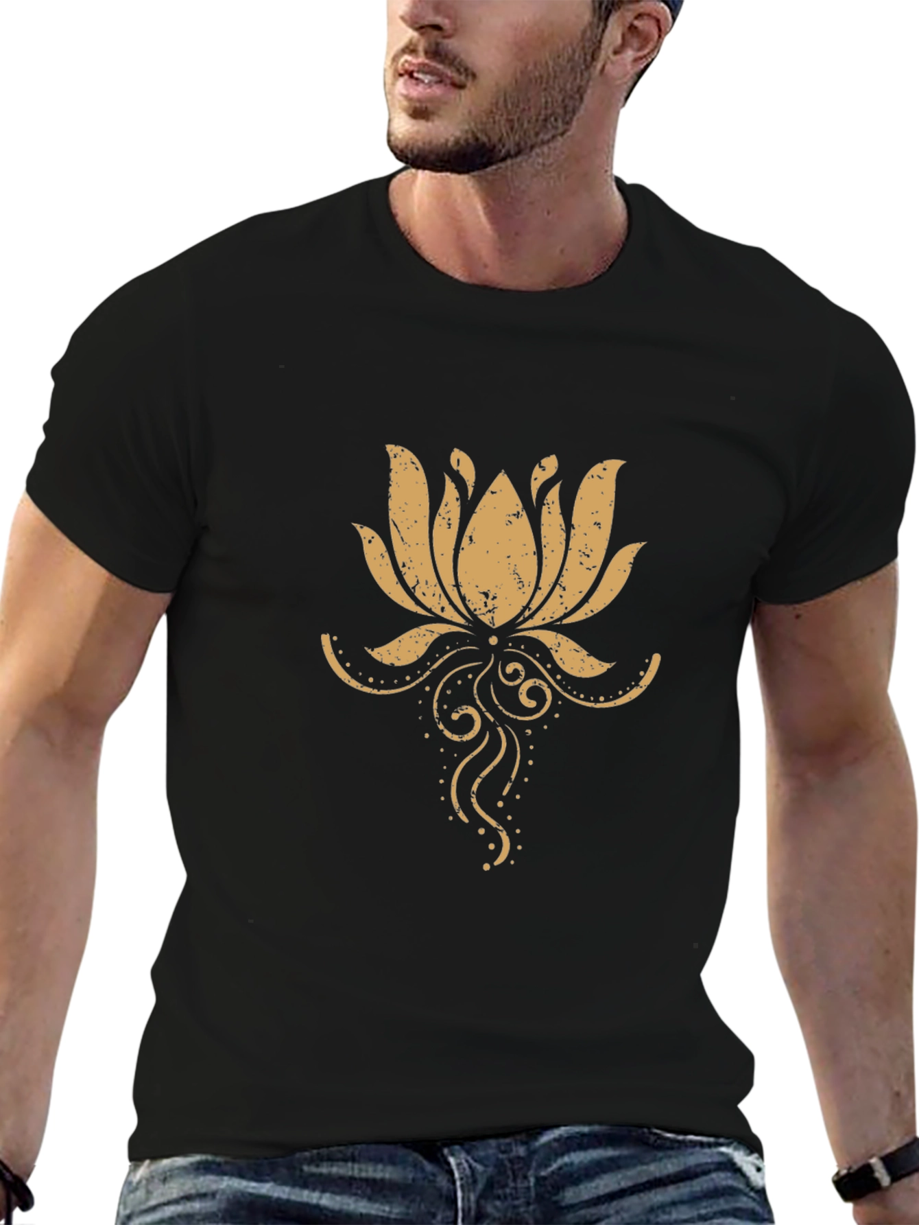 Lotus Flower Graphic Tee - Mens Black T-Shirt