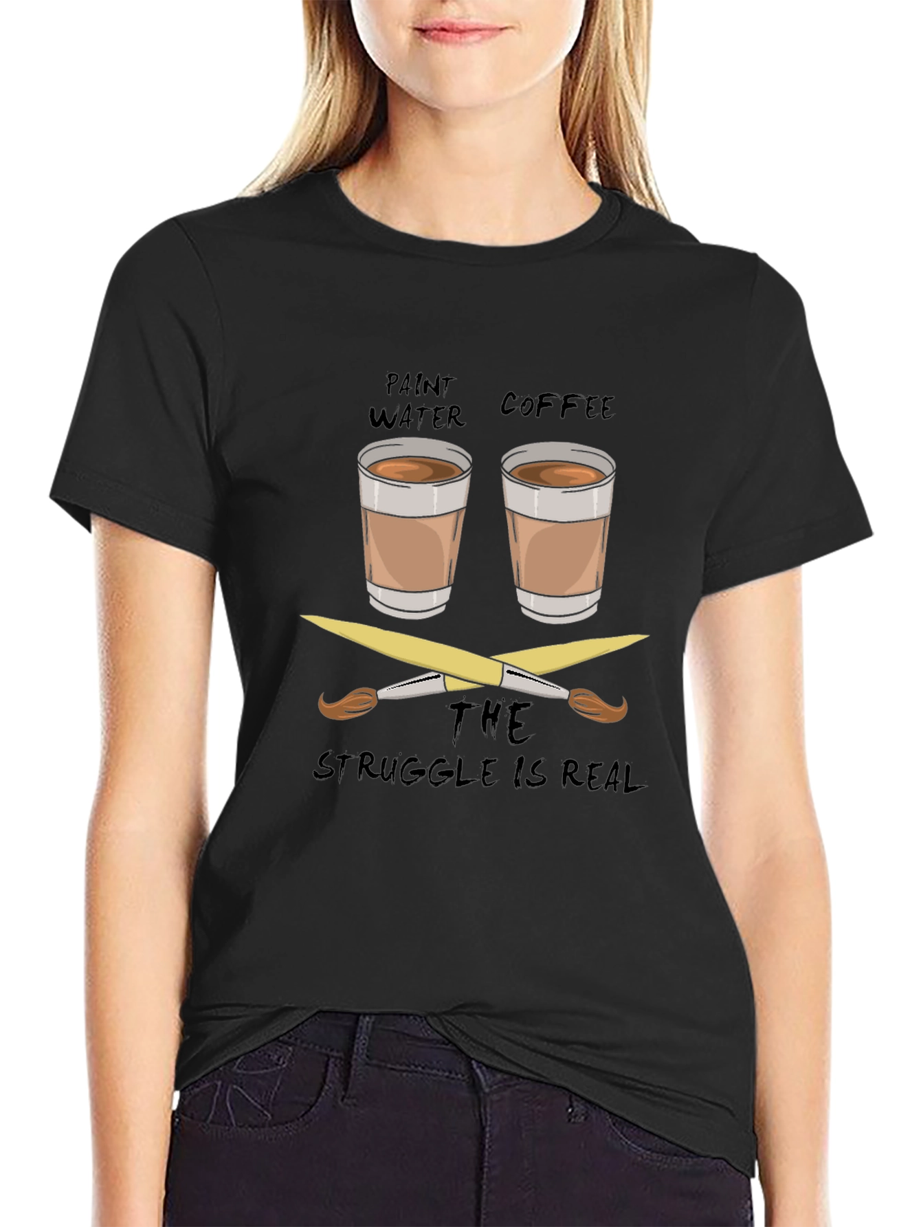 Paint Water Coffee Graphic T-Shirt