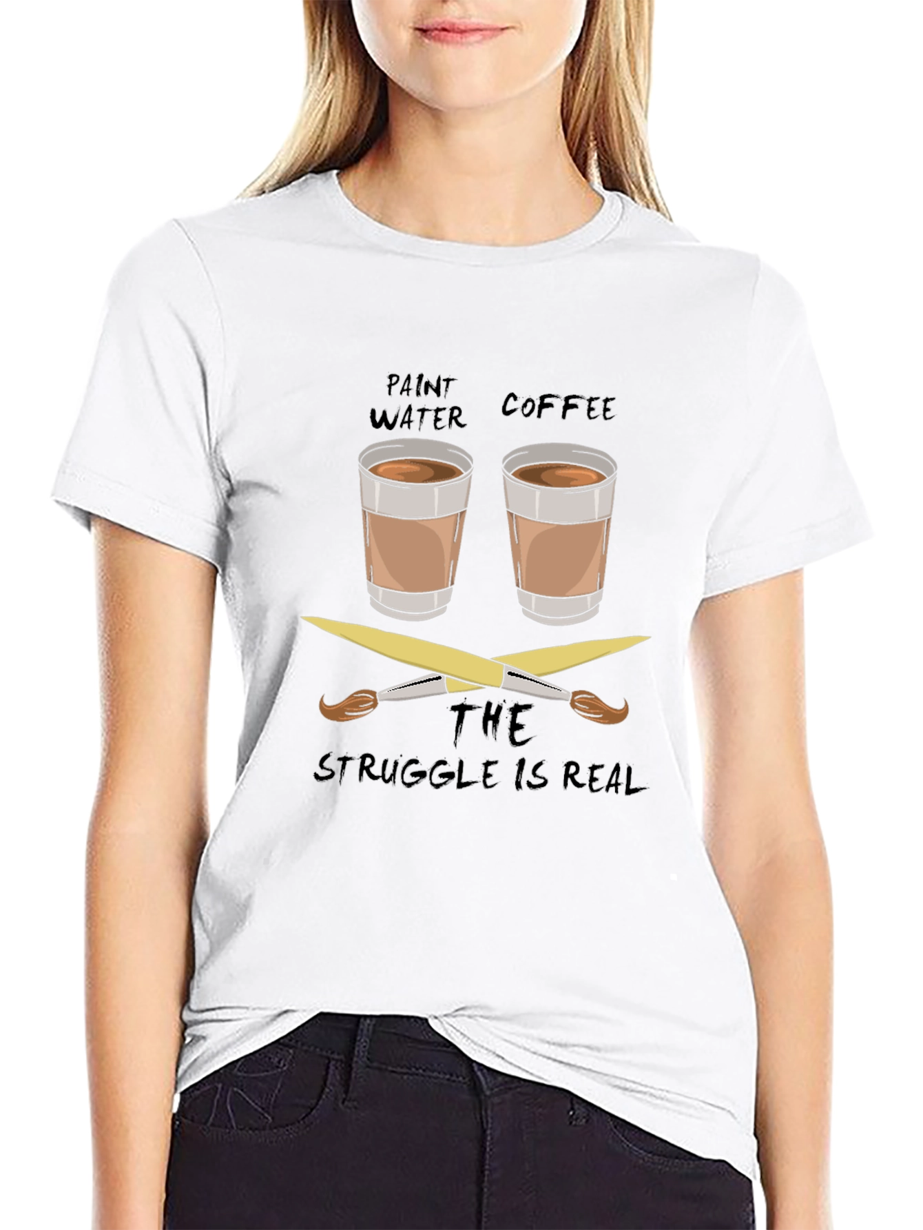 Paint Water Coffee Graphic T-Shirt