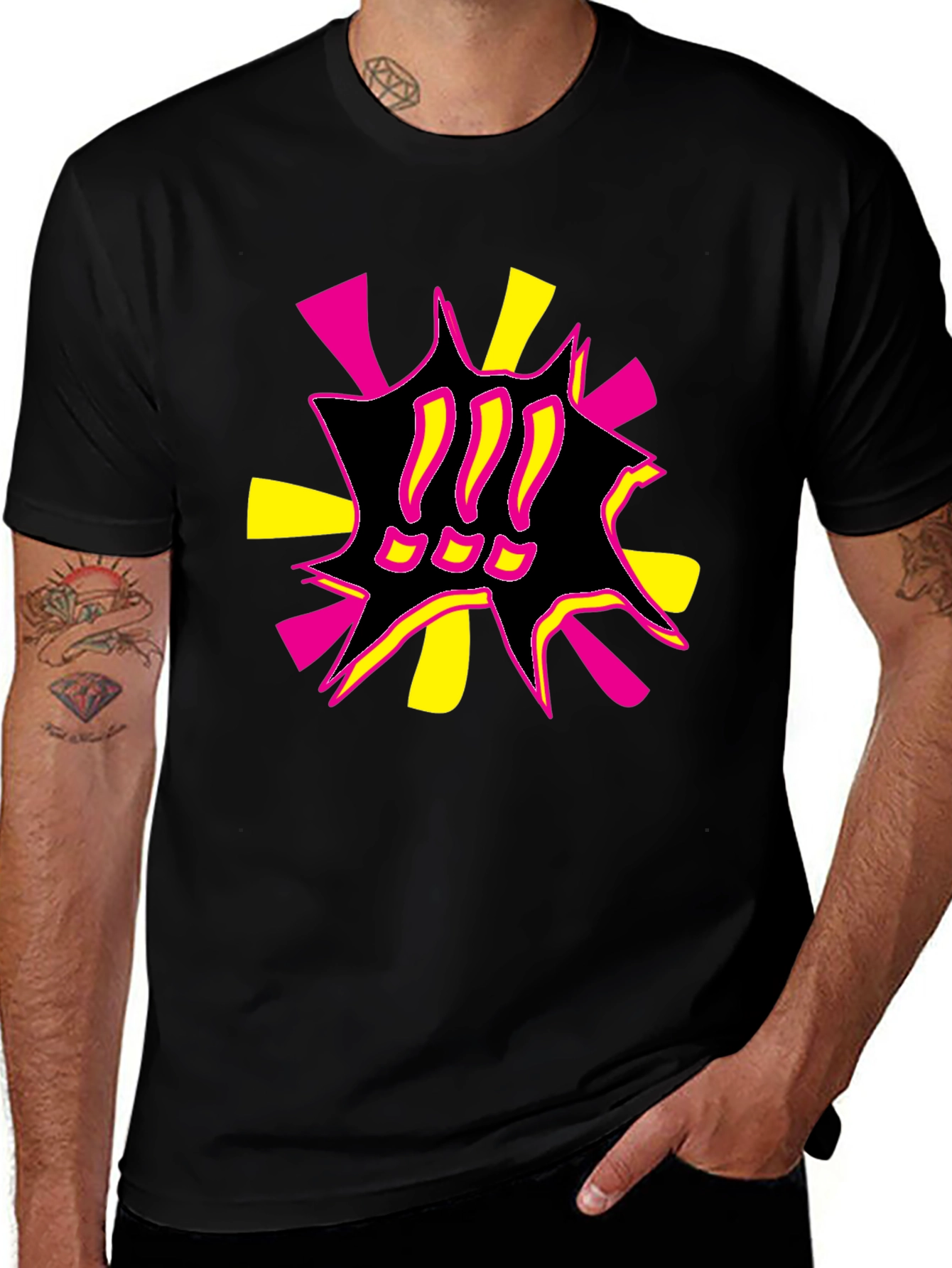 Bold Graphic Print Tee - Black