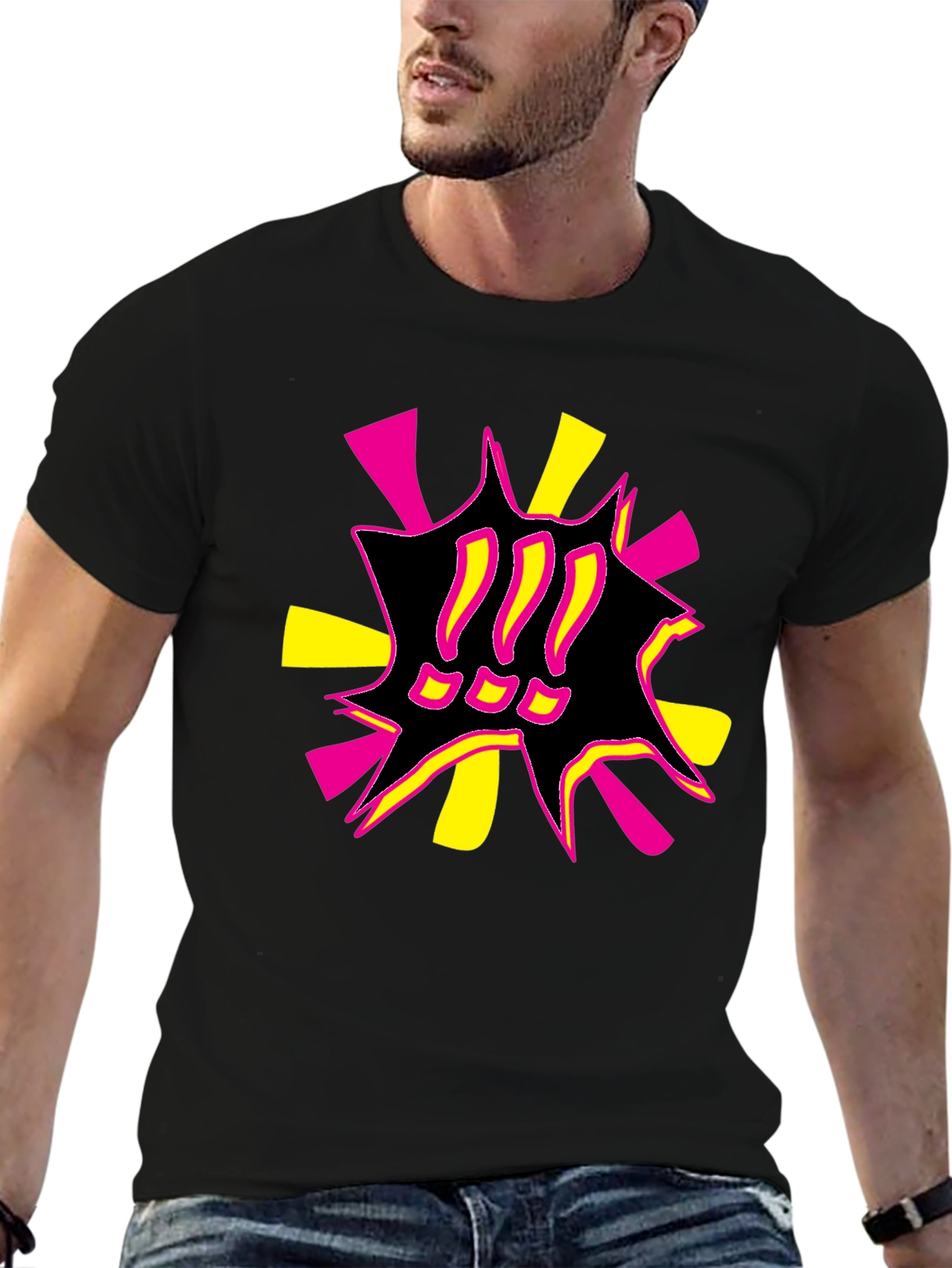 Bold Graphic Print Tee - Black