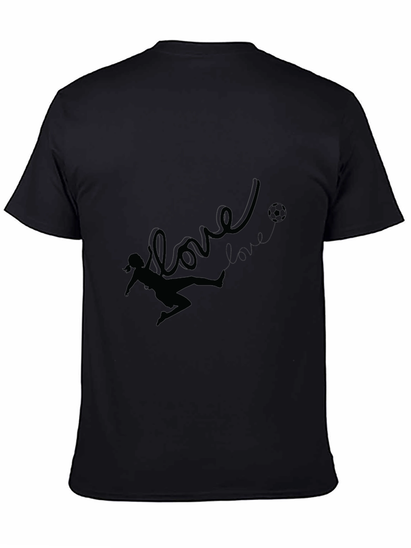 Love Soccer Black T-Shirt for Women