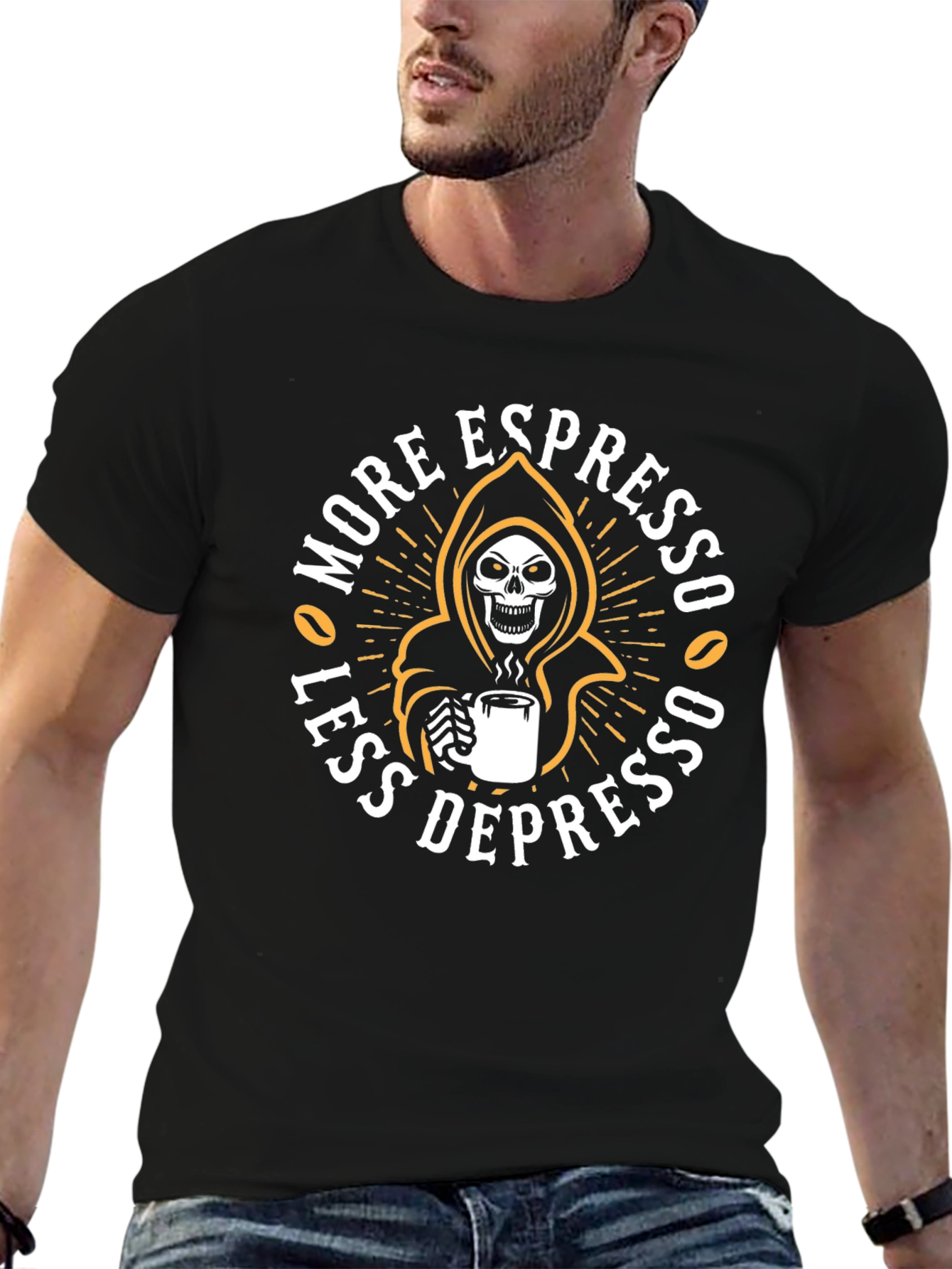 Espresso Grim Reaper Graphic T-Shirt - Coffee Lover Tee