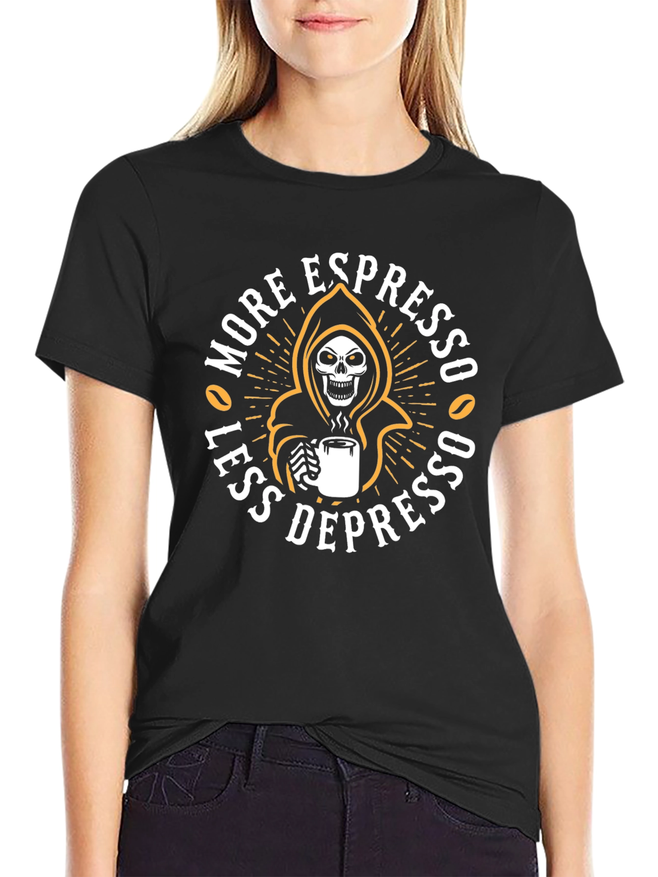 Espresso Grim Reaper Graphic T-Shirt - Coffee Lover Tee