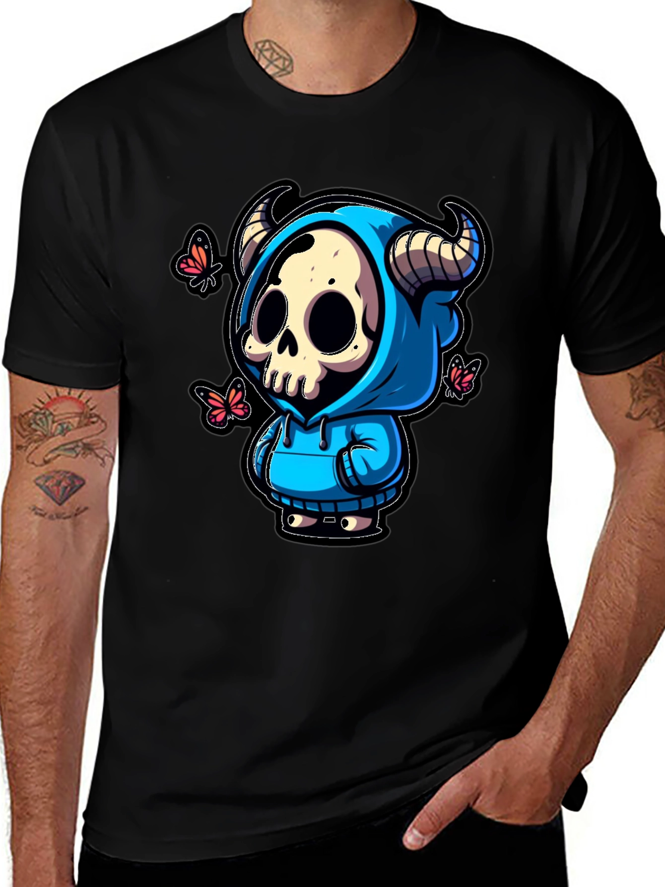 Skull Hoodie T-Shirt - Cute Cartoon Design