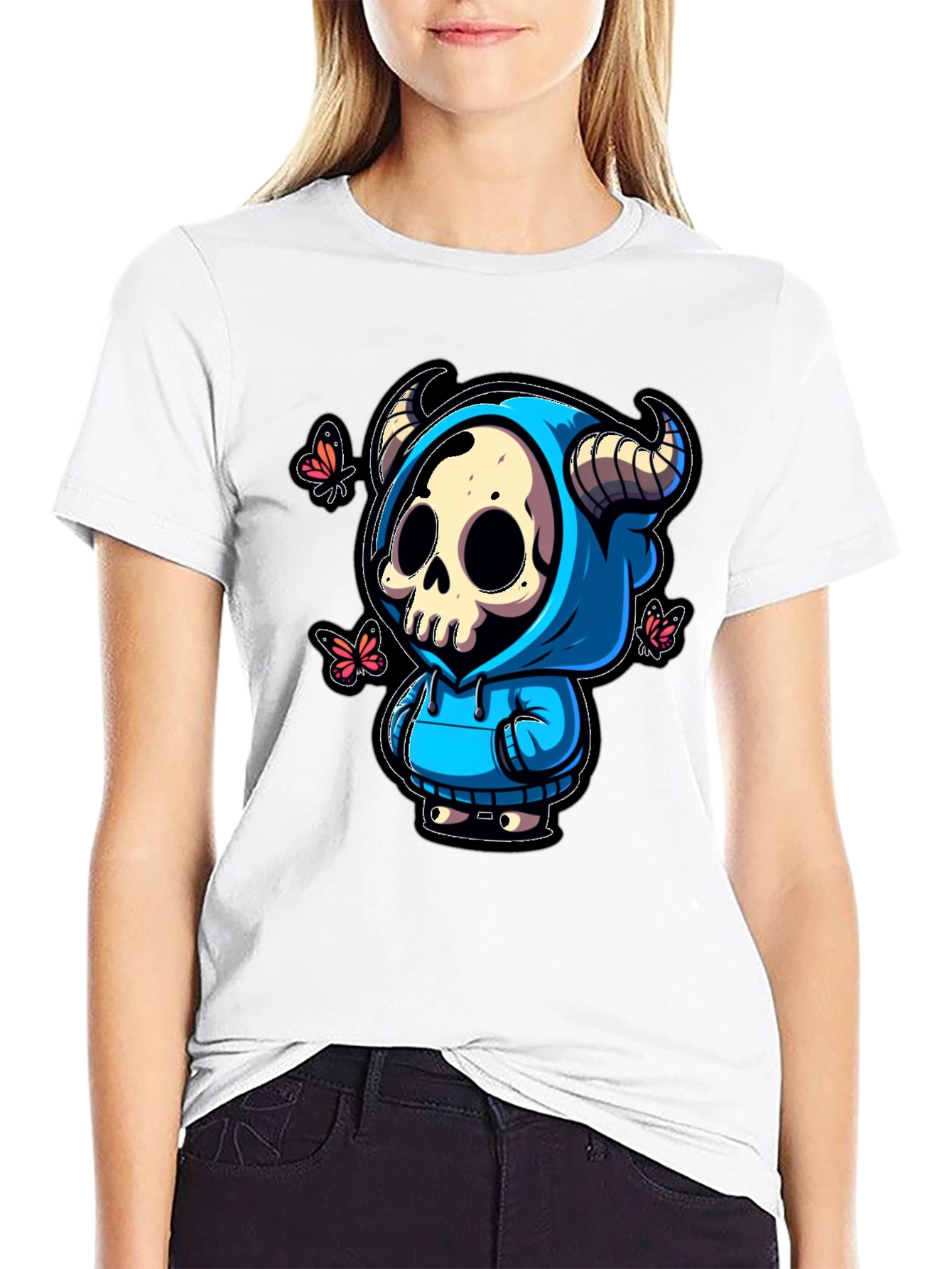 Skull Hoodie T-Shirt - Cute Cartoon Design