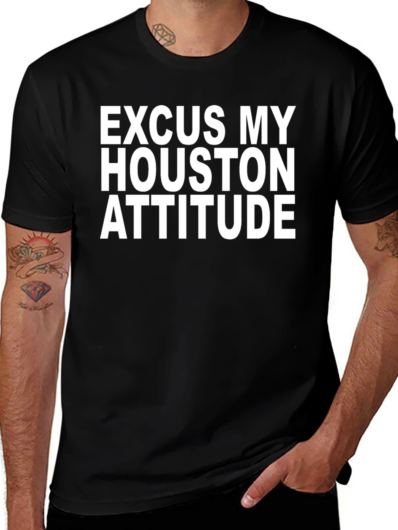 Excuse My Houston Attitude Black Graphic Tee