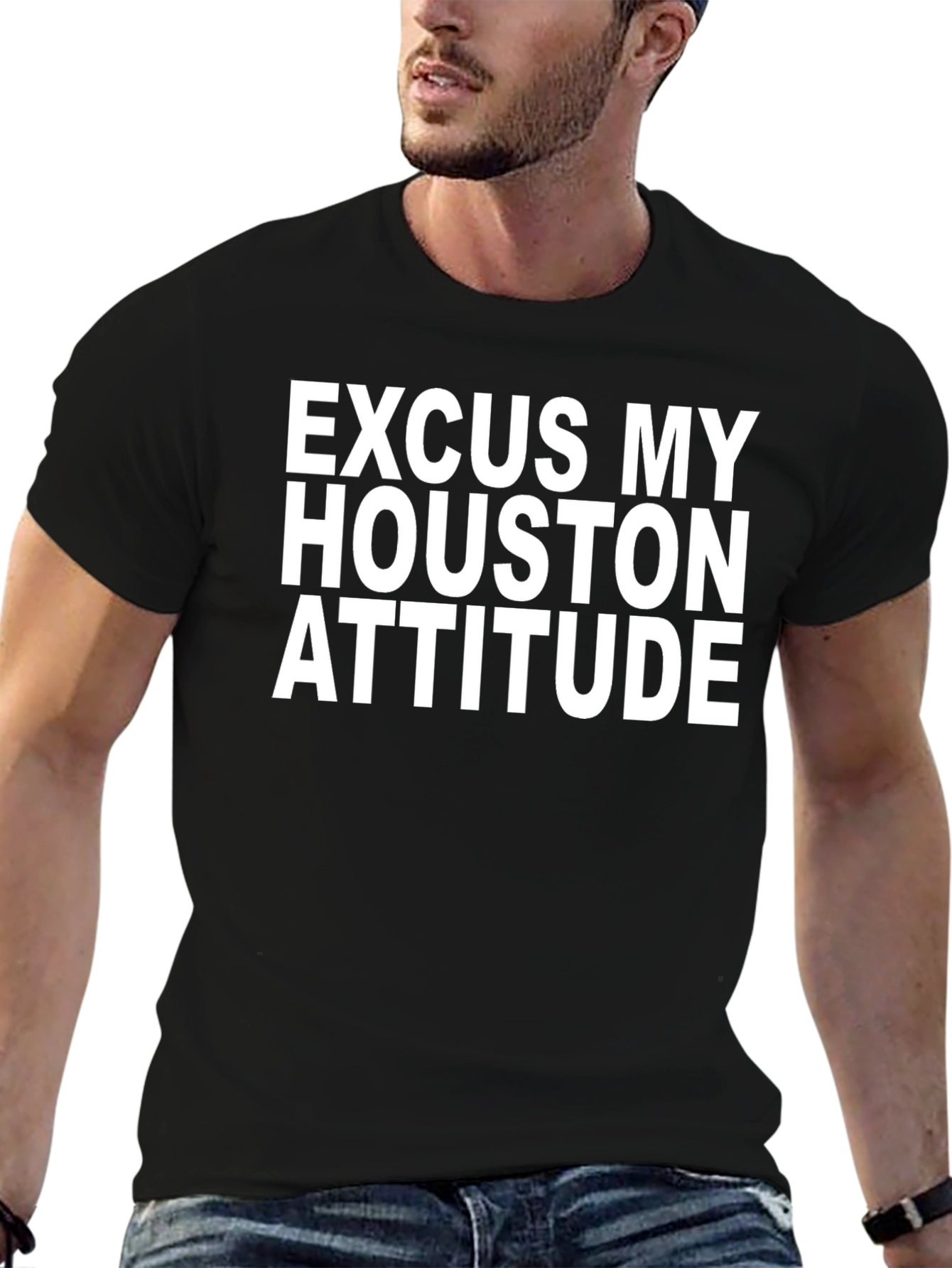 Excuse My Houston Attitude Black Graphic Tee