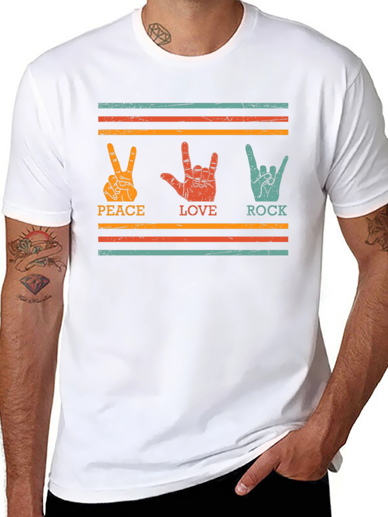 Peace Love Rock Graphic Tee - Retro Style