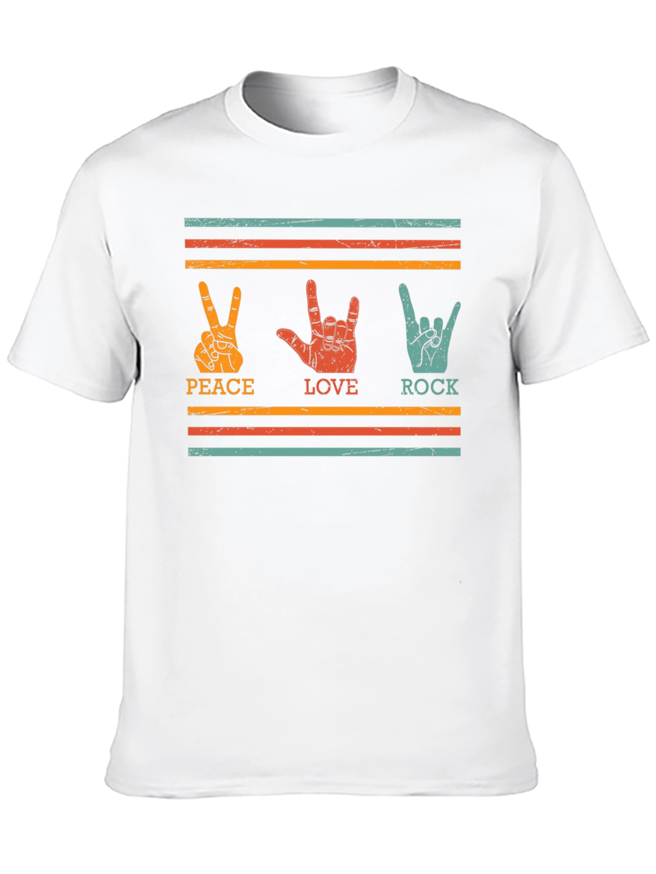 Peace Love Rock Graphic Tee - Retro Style