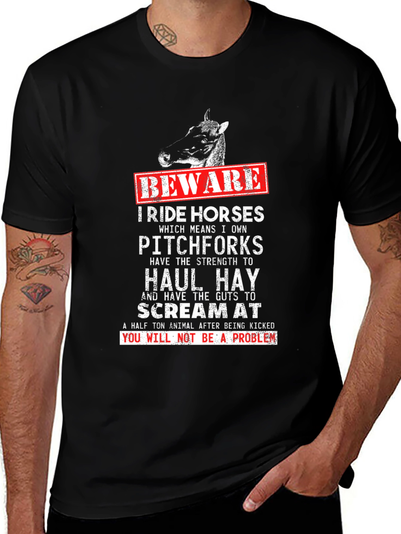 Beware I Ride Horses Graphic Tee