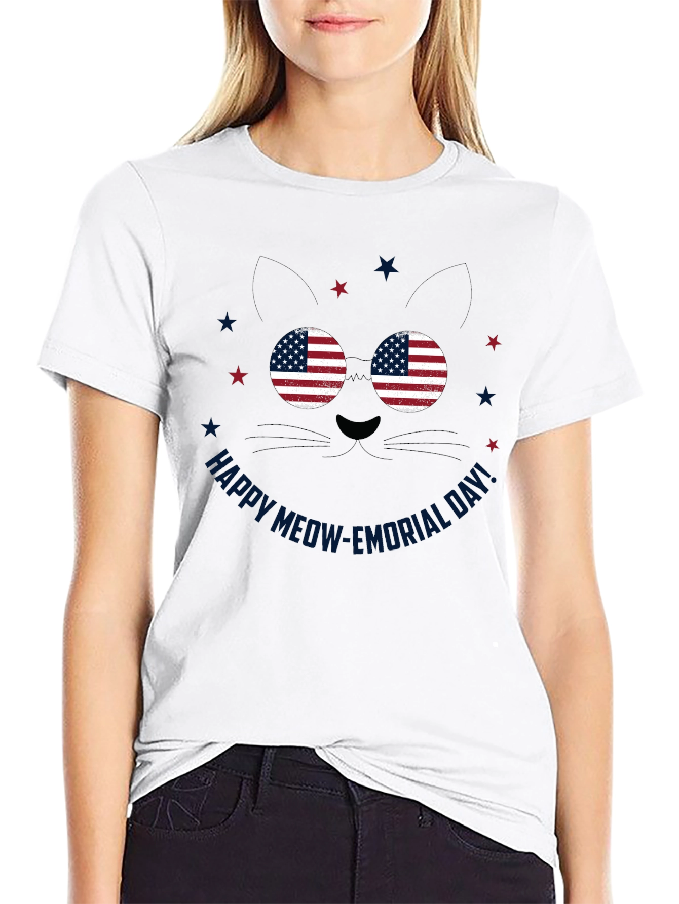 Patriotic Cat T-Shirt: Happy Meow-morial Day!