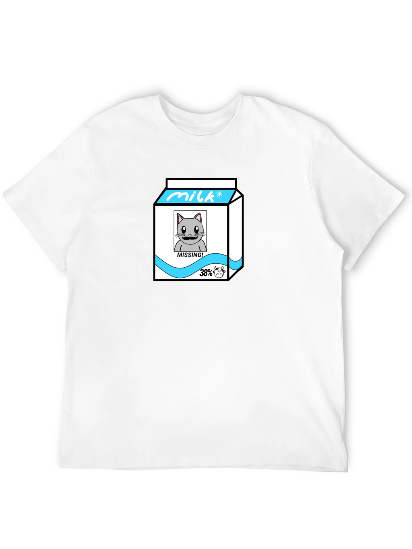Funny Missing Cat Milk Cartoon T-Shirt