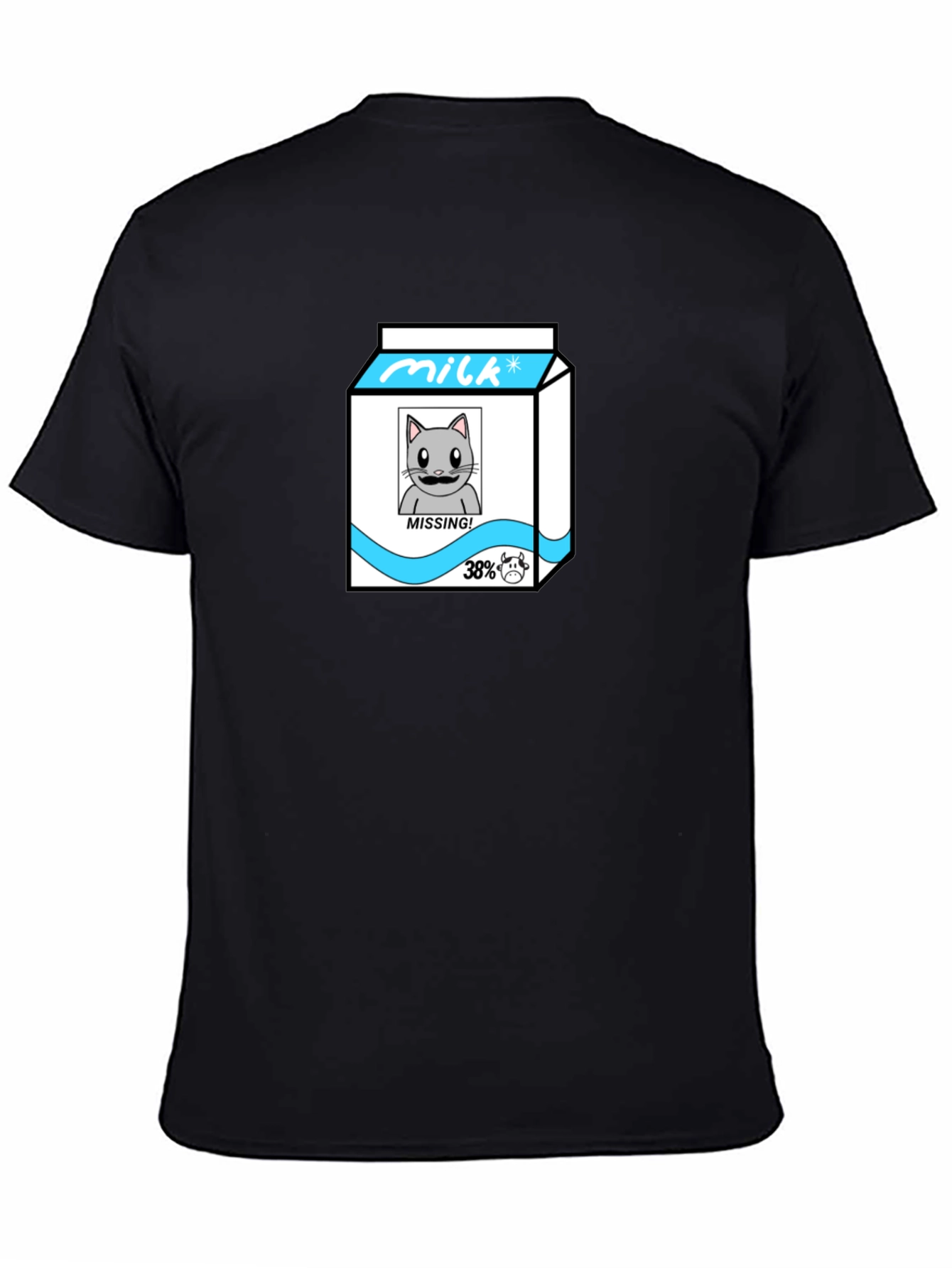 Funny Missing Cat Milk Cartoon T-Shirt